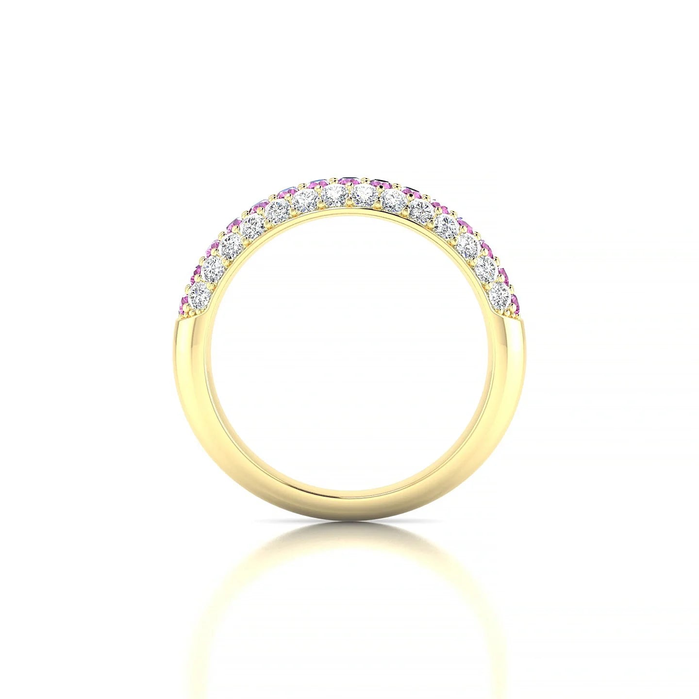 Dawn | 18k Yellow Gold 1.7 mm Round Pink Sapphire & Diamond Ring
