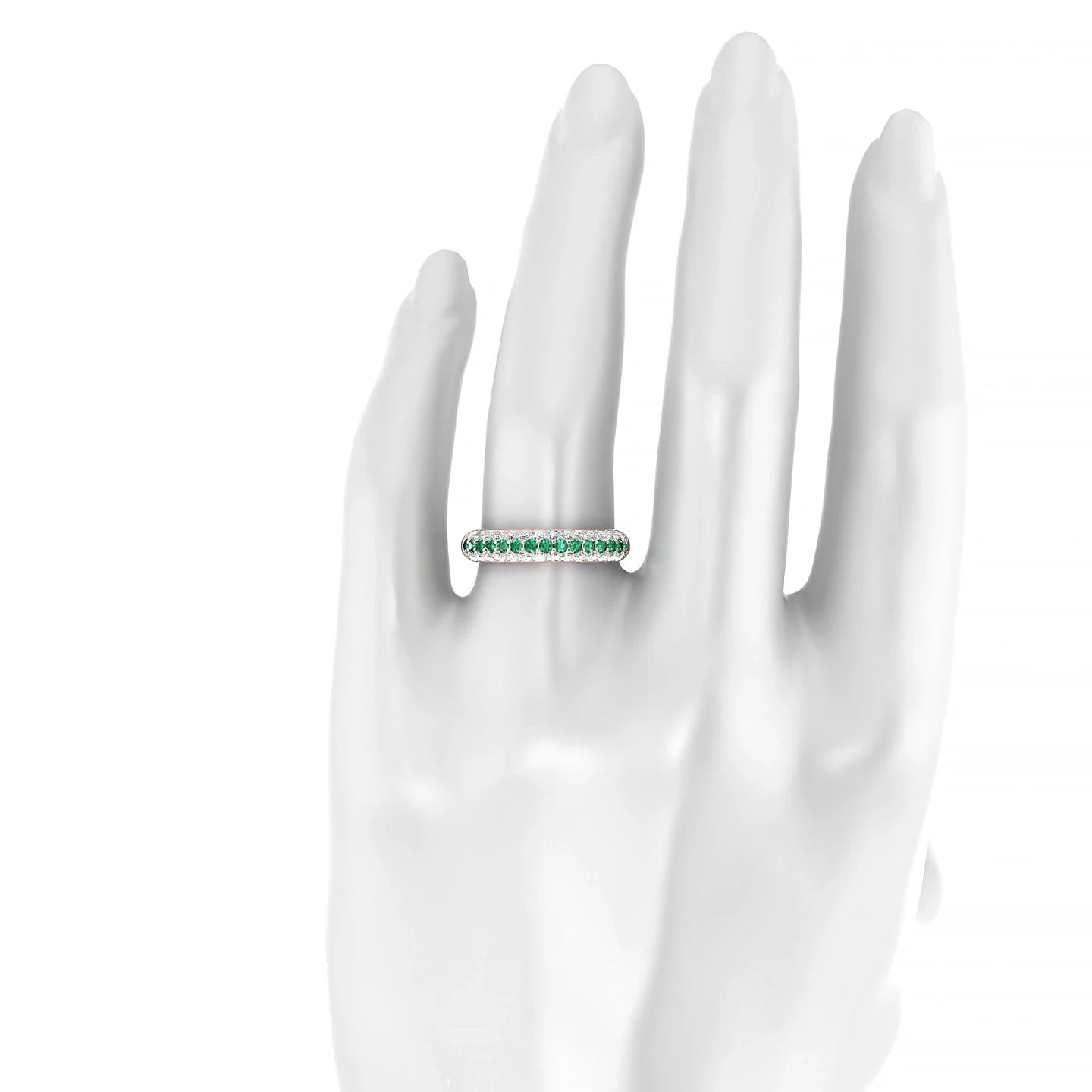 Dawn | 18k Rose Gold 1.7 mm Round Emerald & Diamond Ring