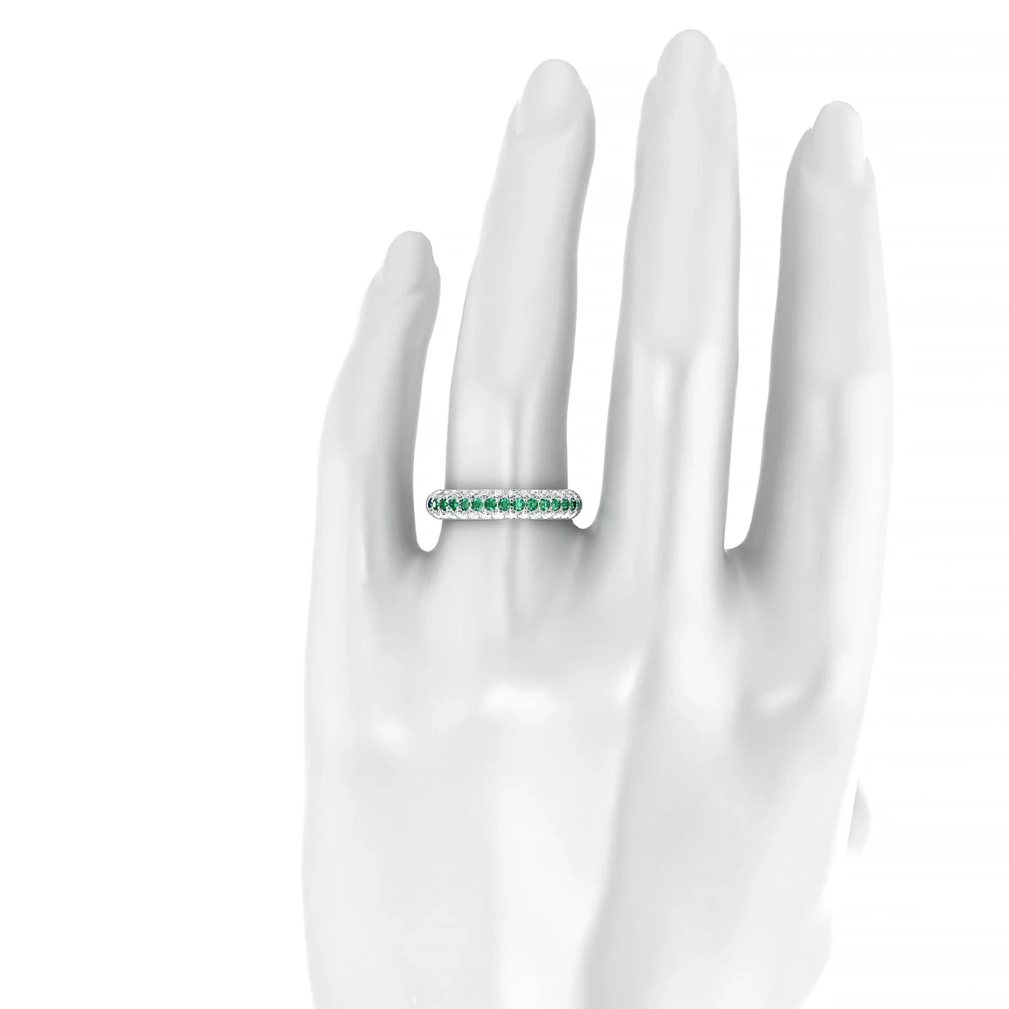 Dawn | 18k White Gold 1.7 mm Round Emerald & Diamond Ring