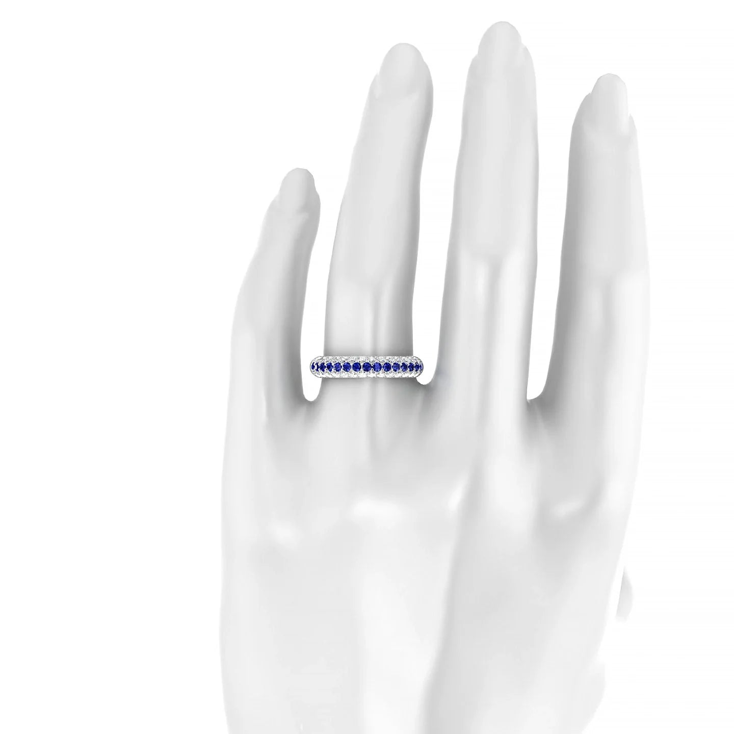 Dawn | 18k White Gold 1.7 mm Round Sapphire & Diamond Ring