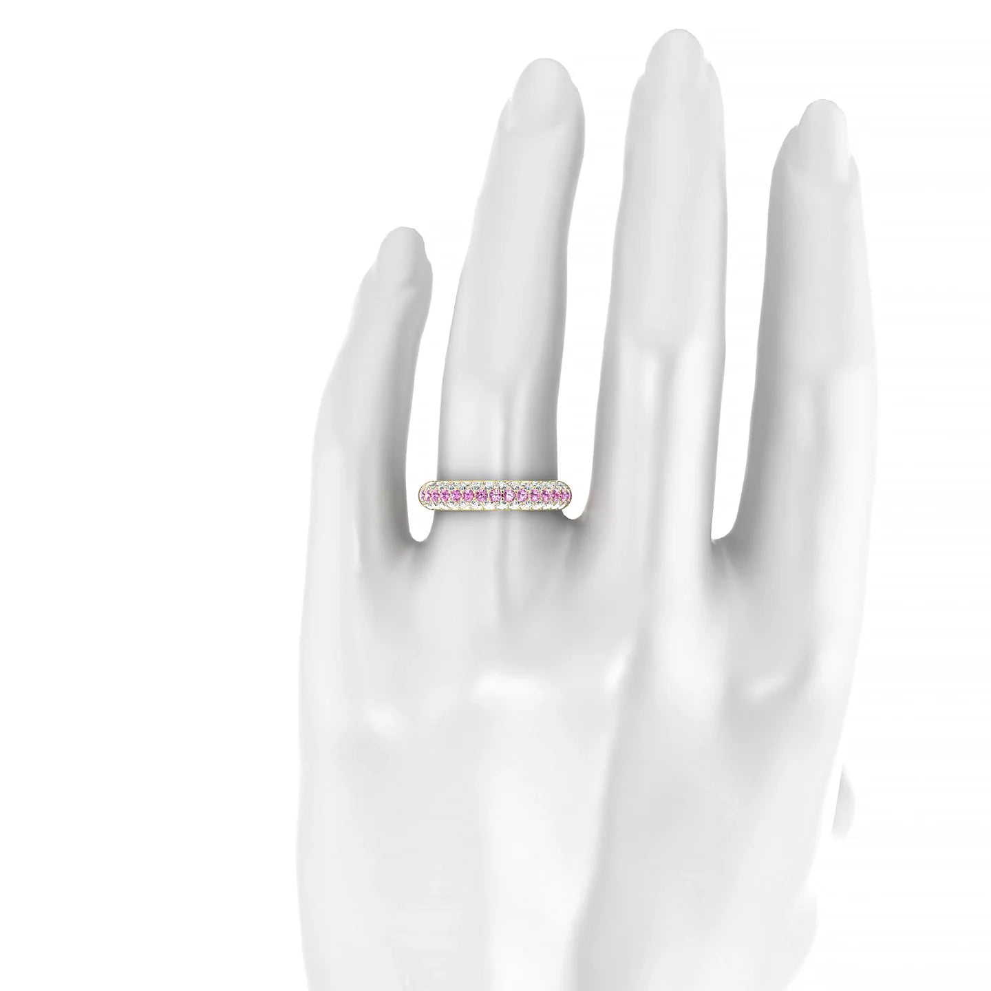 Dawn | 18k Yellow Gold 1.7 mm Round Pink Sapphire & Diamond Ring