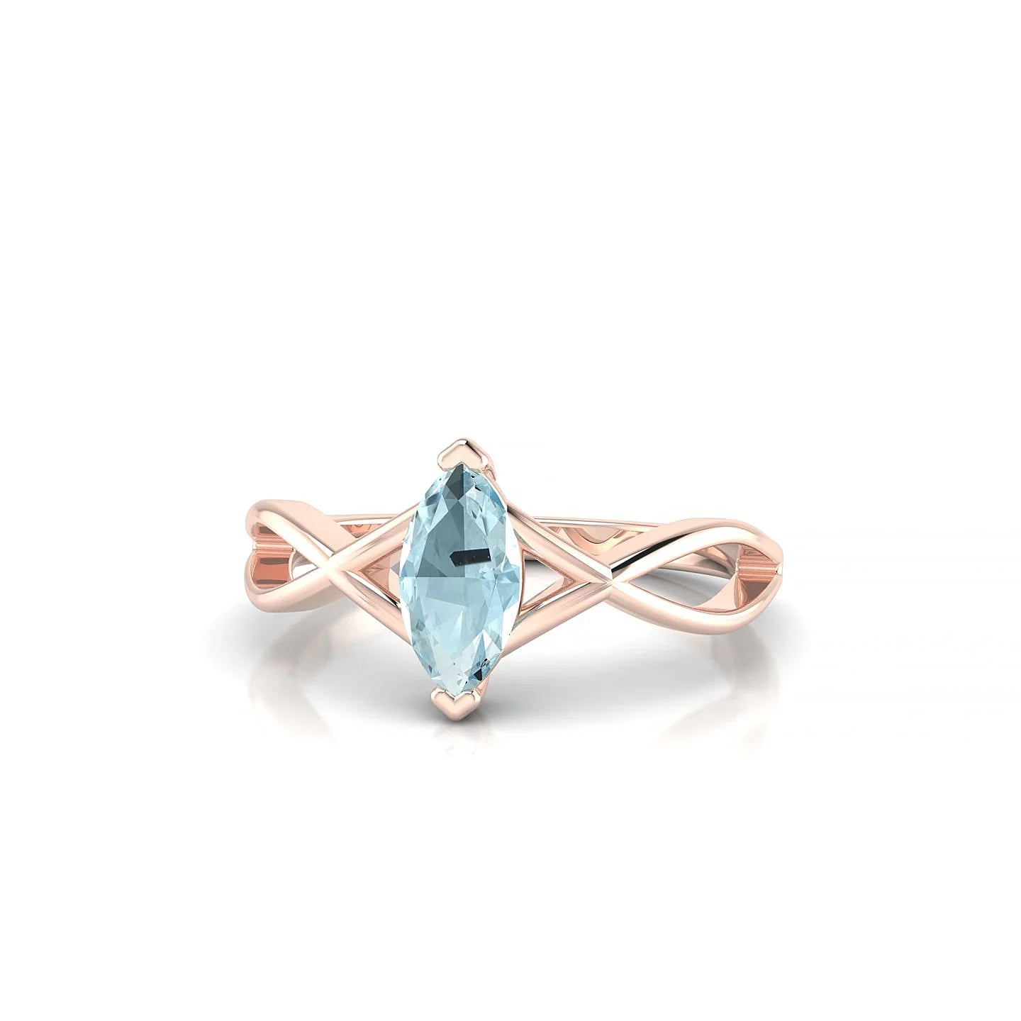 Daze | 18k Rose Gold 8 x 4 mm Marquise Aquamarine Ring