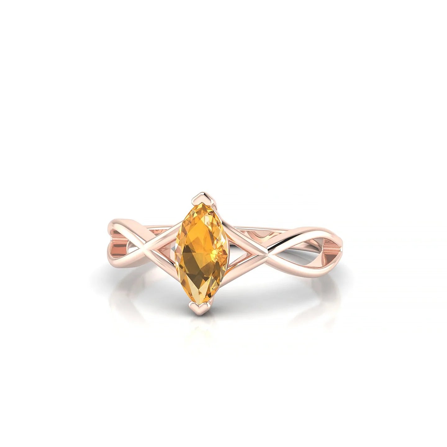 Daze | 18k Rose Gold 8 x 4 mm Marquise Citrine Ring