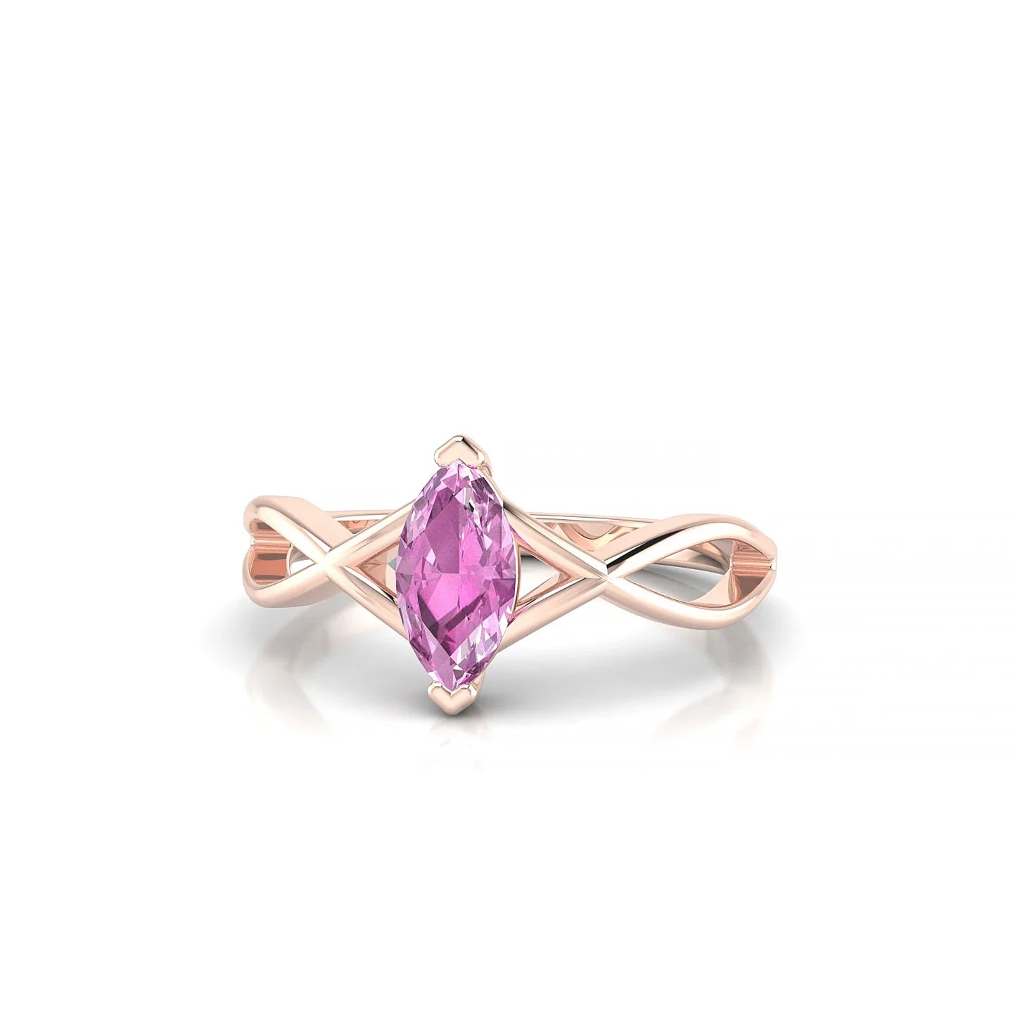 Daze | 18k Rose Gold 8 x 4 mm Marquise Pink Sapphire Ring