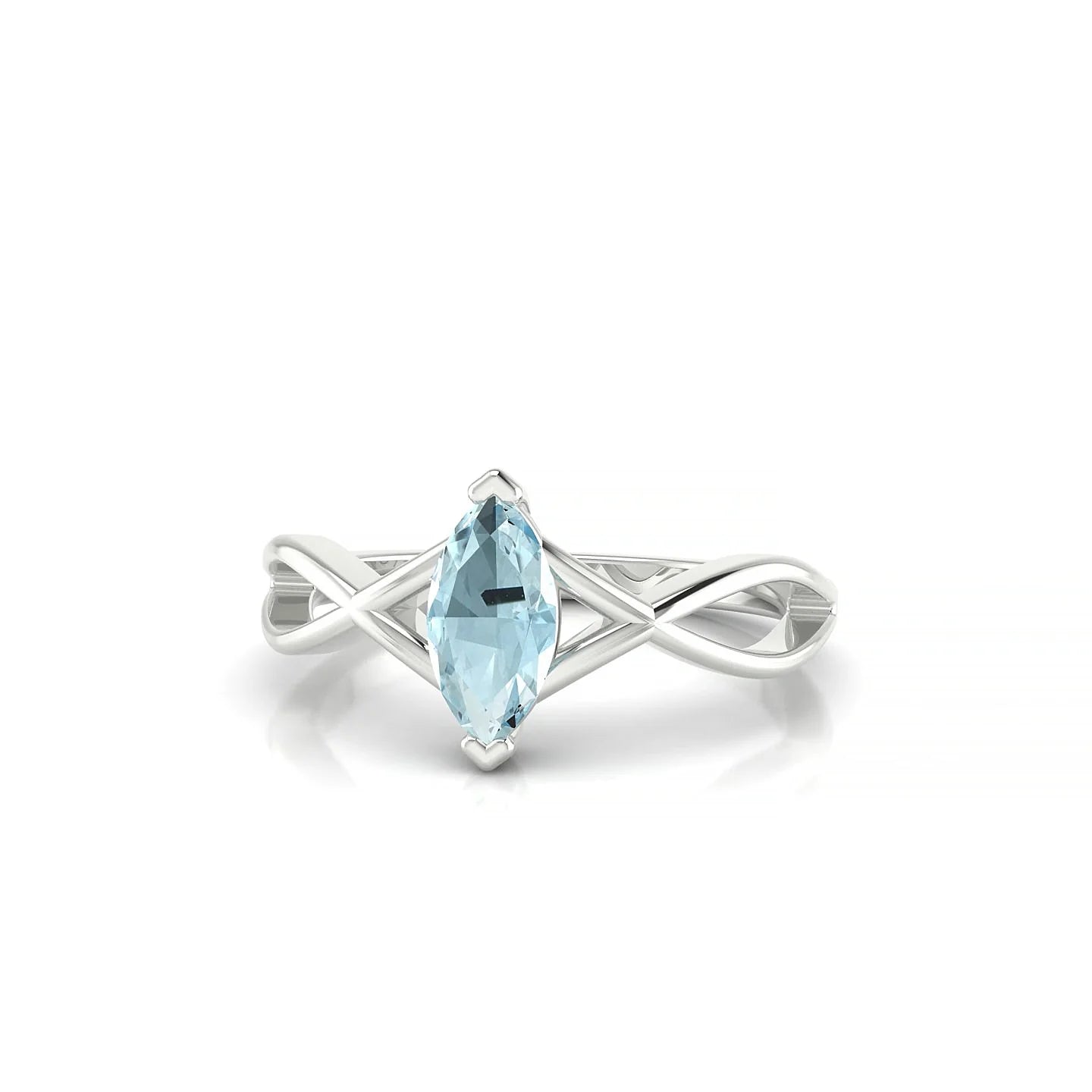 Daze | 18k White Gold 8 x 4 mm Marquise Aquamarine Ring
