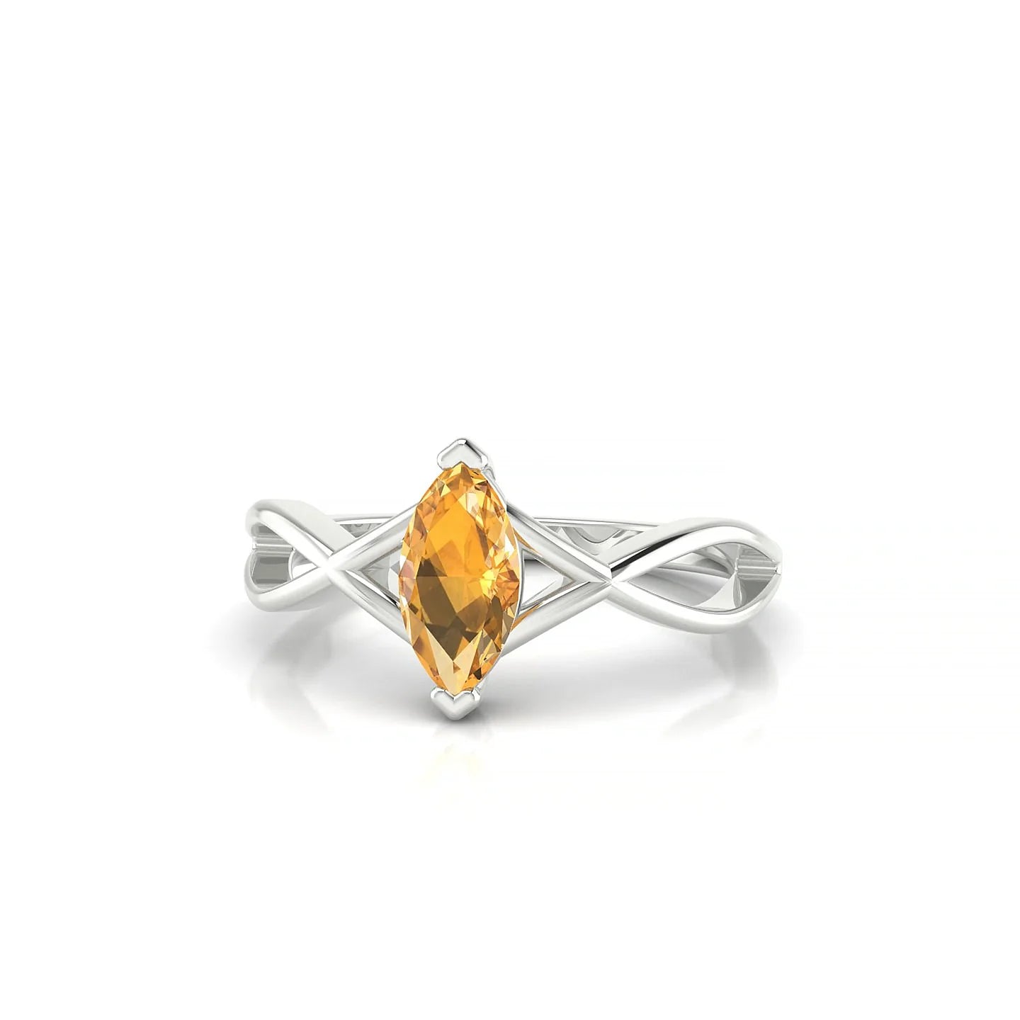 Daze | 18k White Gold 8 x 4 mm Marquise Citrine Ring
