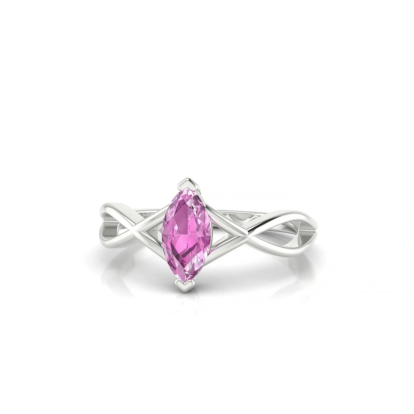 Daze | 18k White Gold 8 x 4 mm Marquise Pink Sapphire Ring