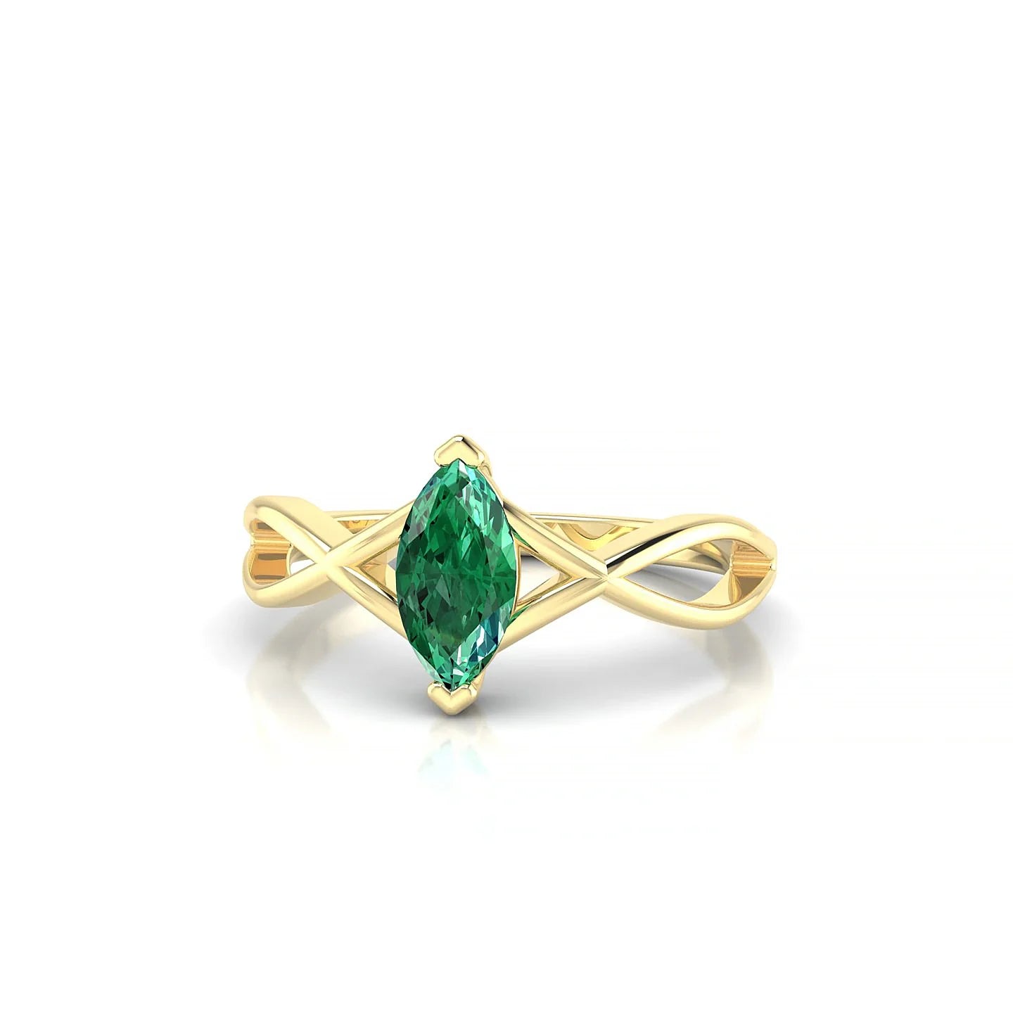 Daze | 18k Yellow Gold 8 x 4 mm Marquise Emerald Ring