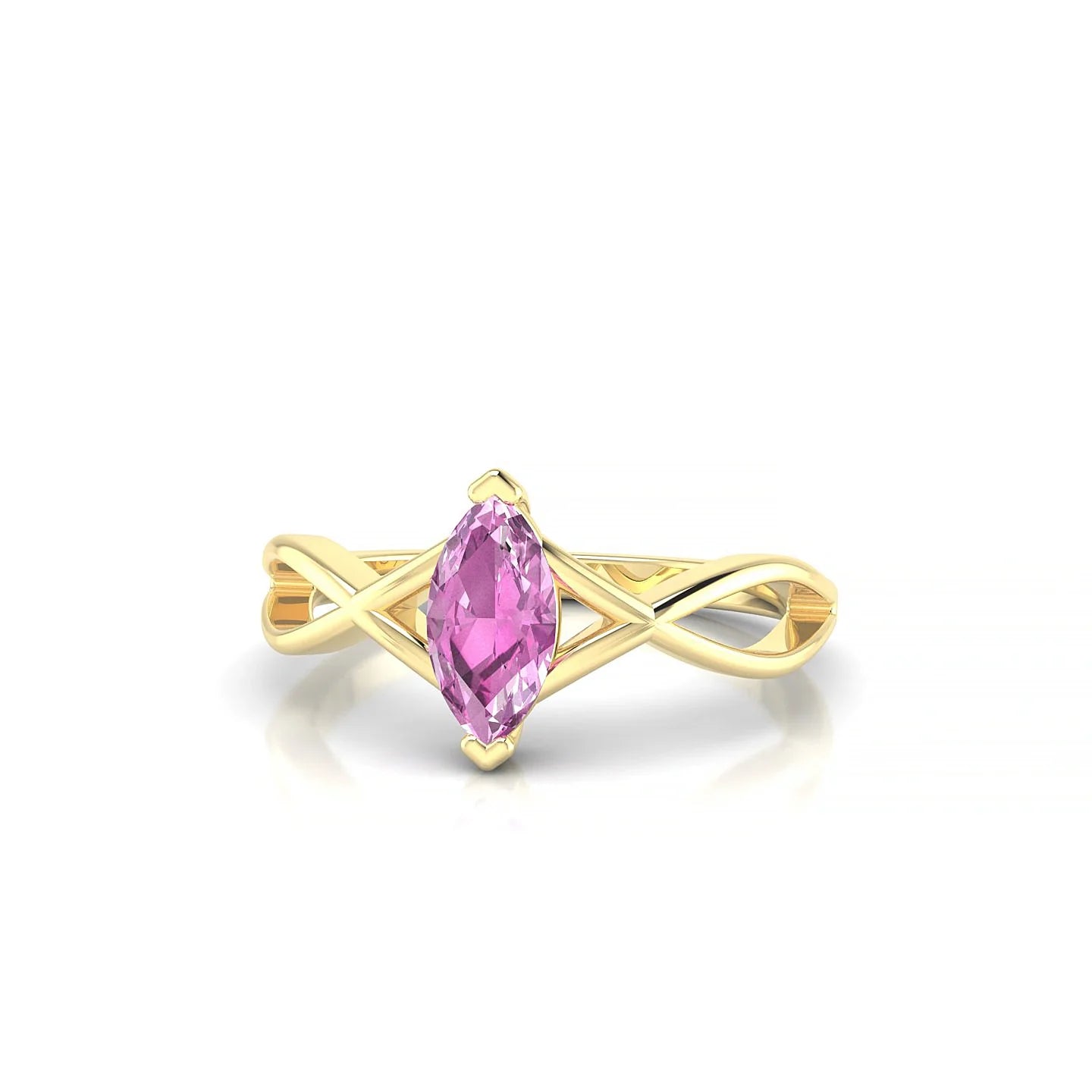 Daze | 18k Yellow Gold 8 x 4 mm Marquise Pink Sapphire Ring