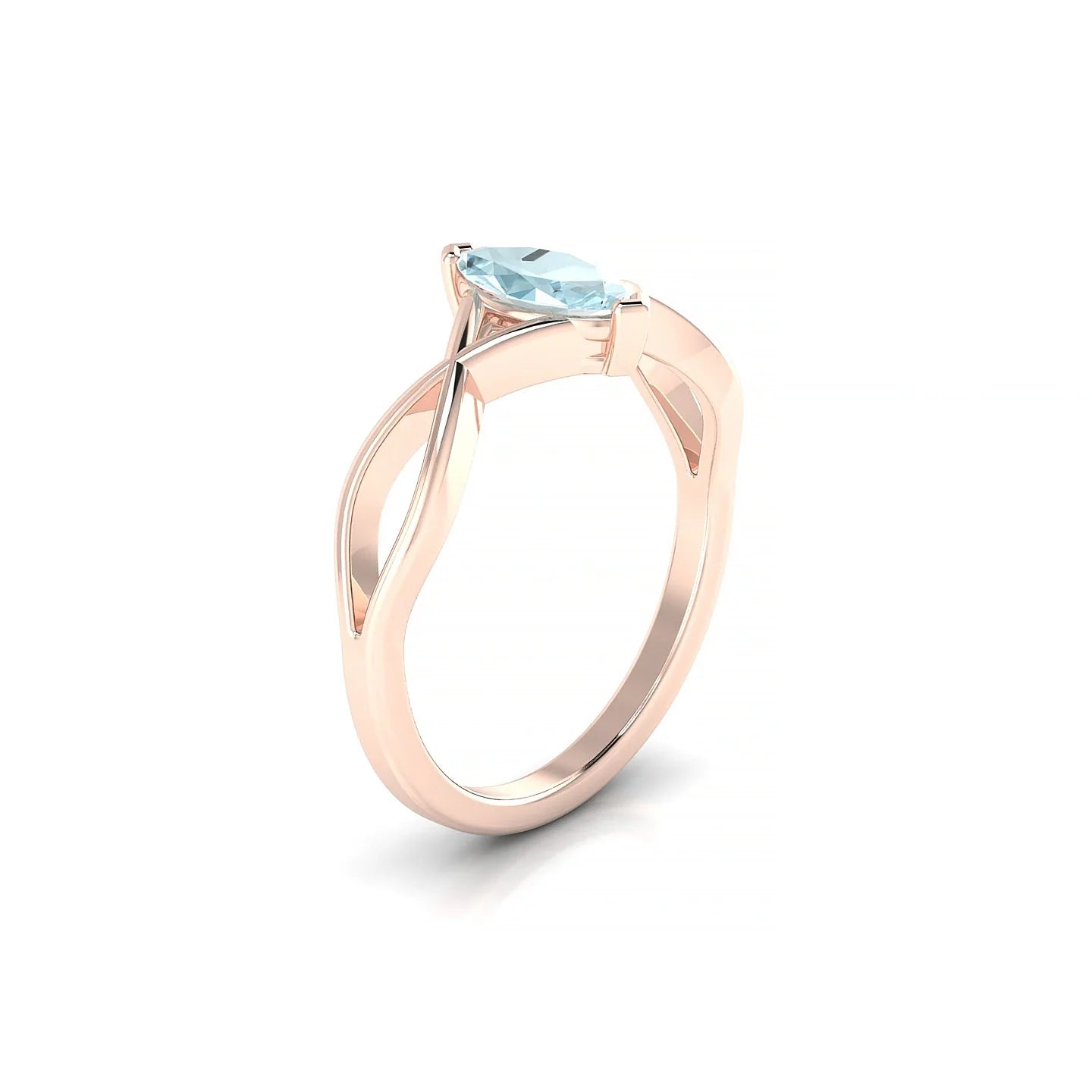 Daze | 18k Rose Gold 8 x 4 mm Marquise Aquamarine Ring