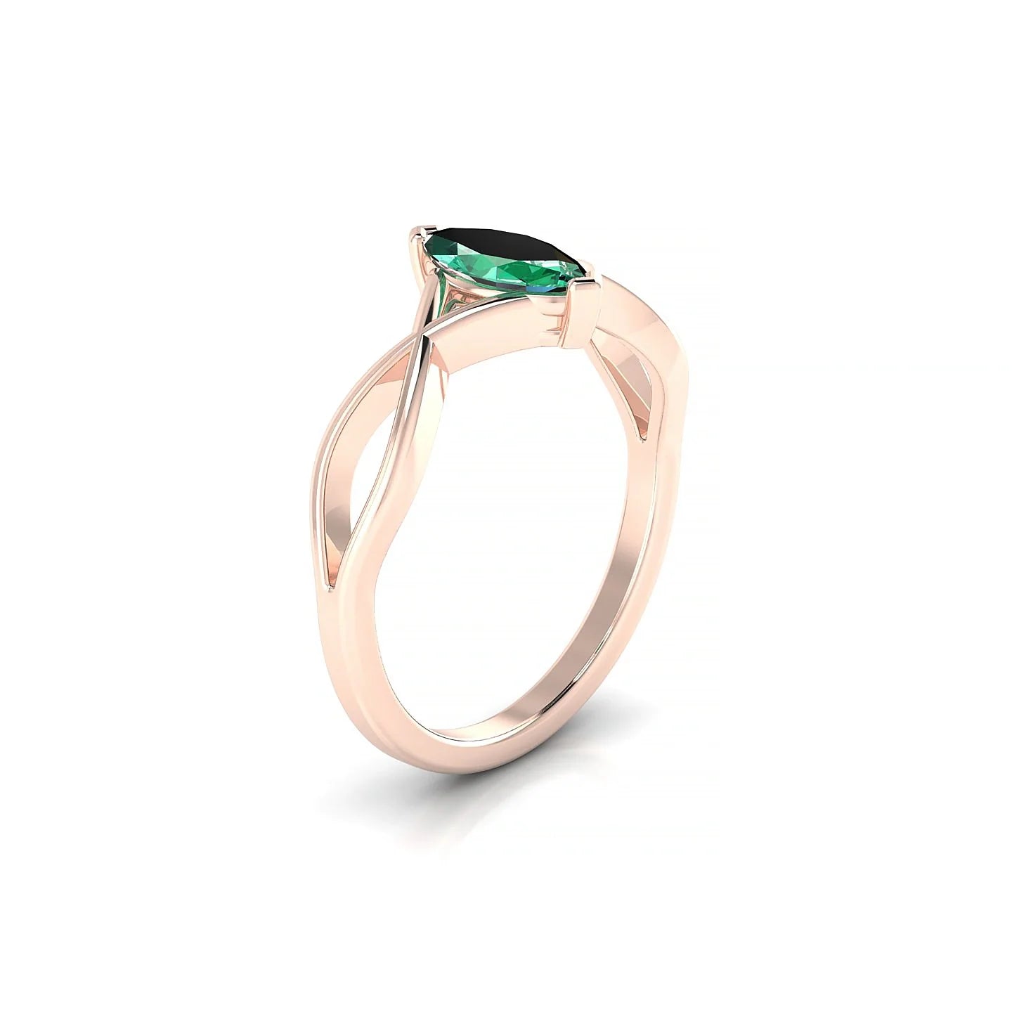Daze | 18k Rose Gold 8 x 4 mm Marquise Emerald Ring