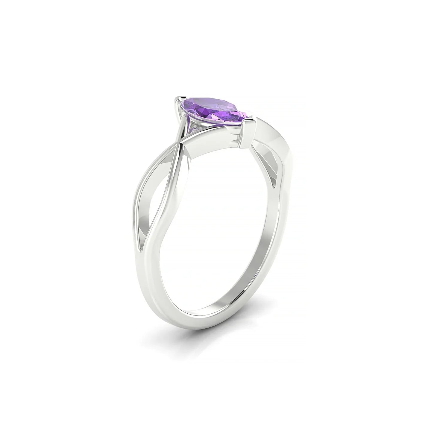 Daze | 18k White Gold 8 x 4 mm Marquise Amethyst Ring