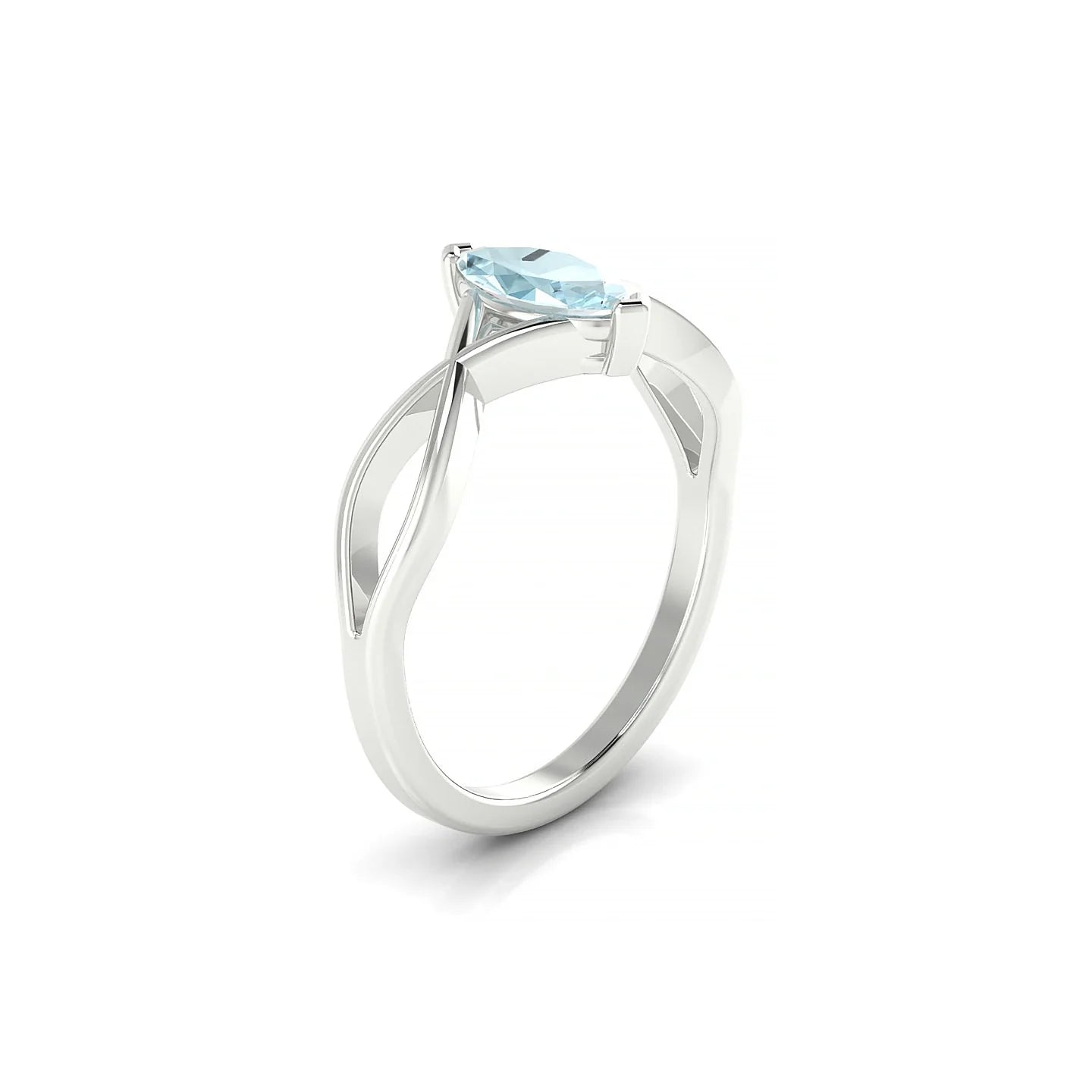 Daze | 18k White Gold 8 x 4 mm Marquise Aquamarine Ring