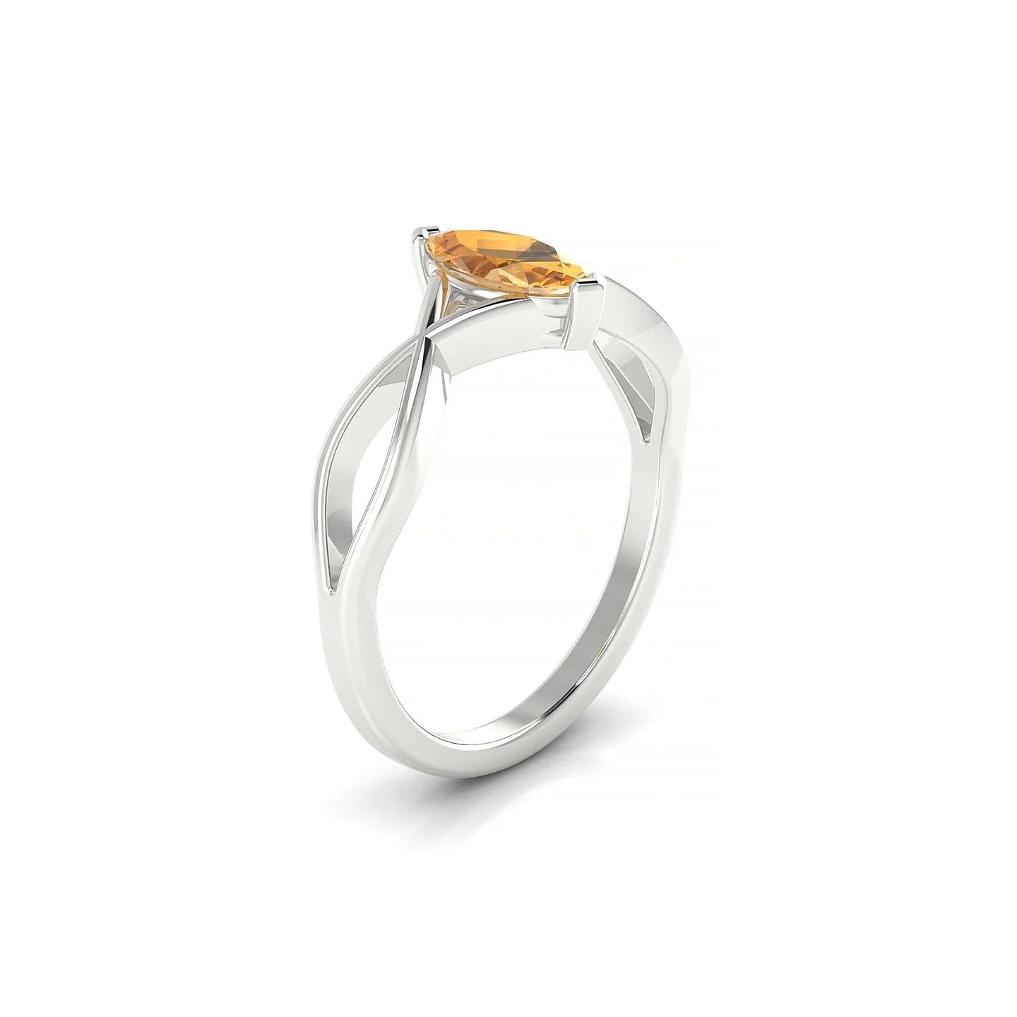 Daze | 18k White Gold 8 x 4 mm Marquise Citrine Ring