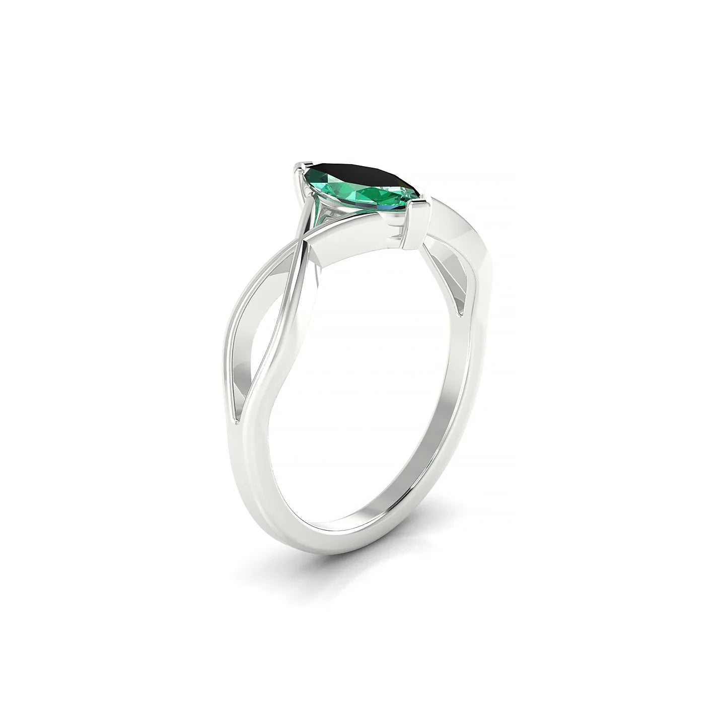 Daze | 18k White Gold 8 x 4 mm Marquise Emerald Ring