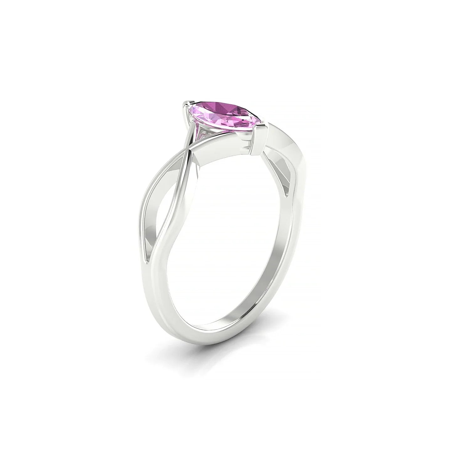 Daze | 18k White Gold 8 x 4 mm Marquise Pink Sapphire Ring