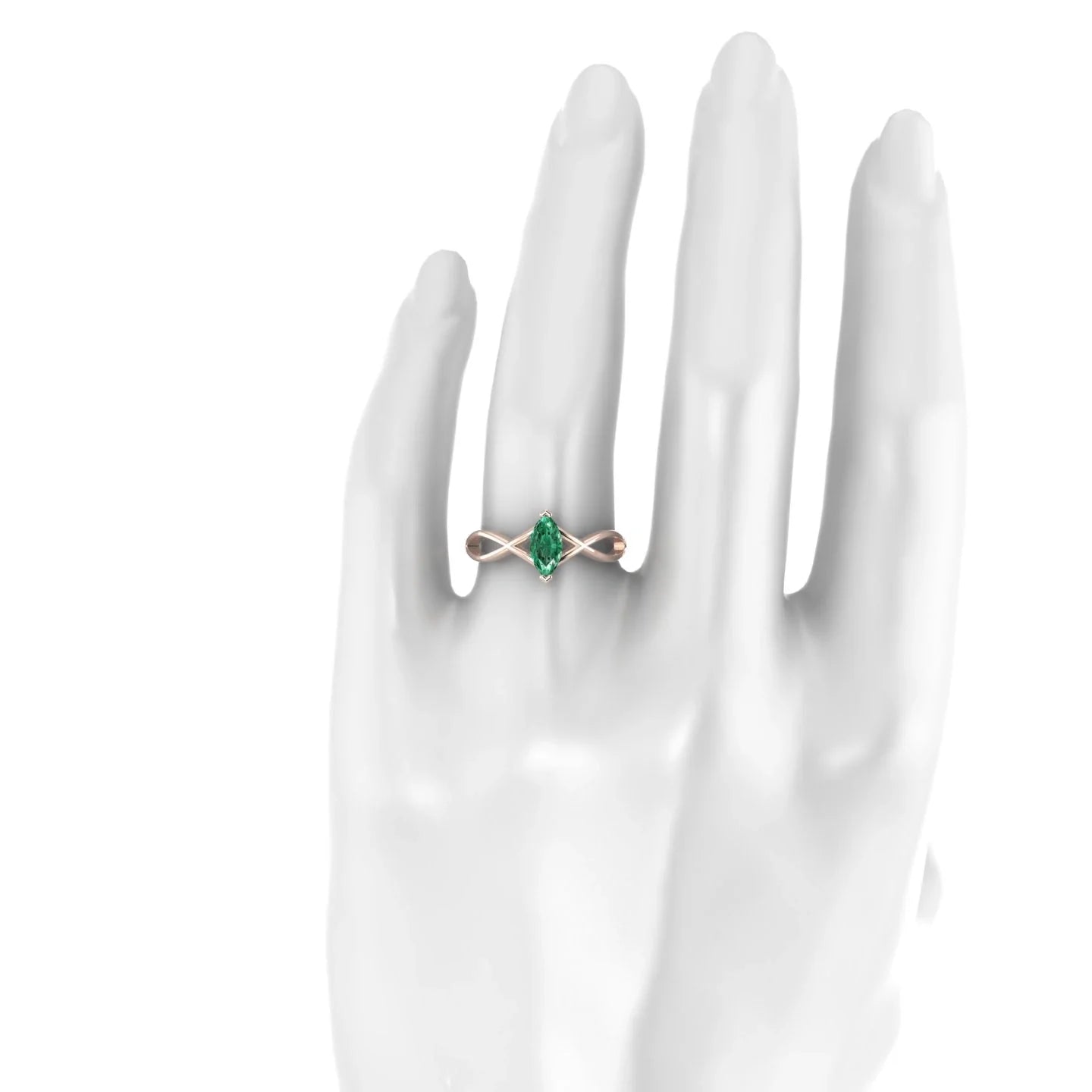Daze | 18k Rose Gold 8 x 4 mm Marquise Emerald Ring