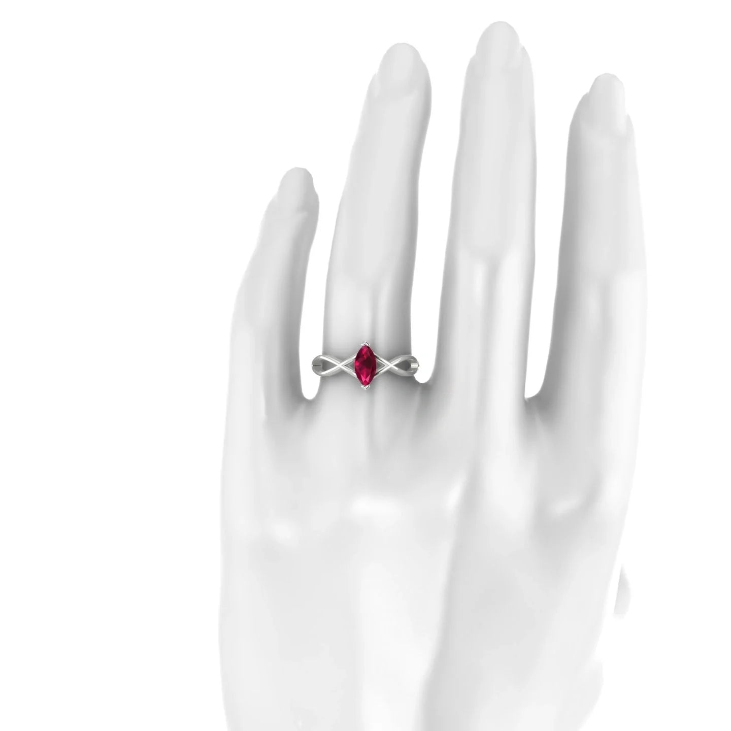 Daze | 18k White Gold 8 x 4 mm Marquise Ruby Ring