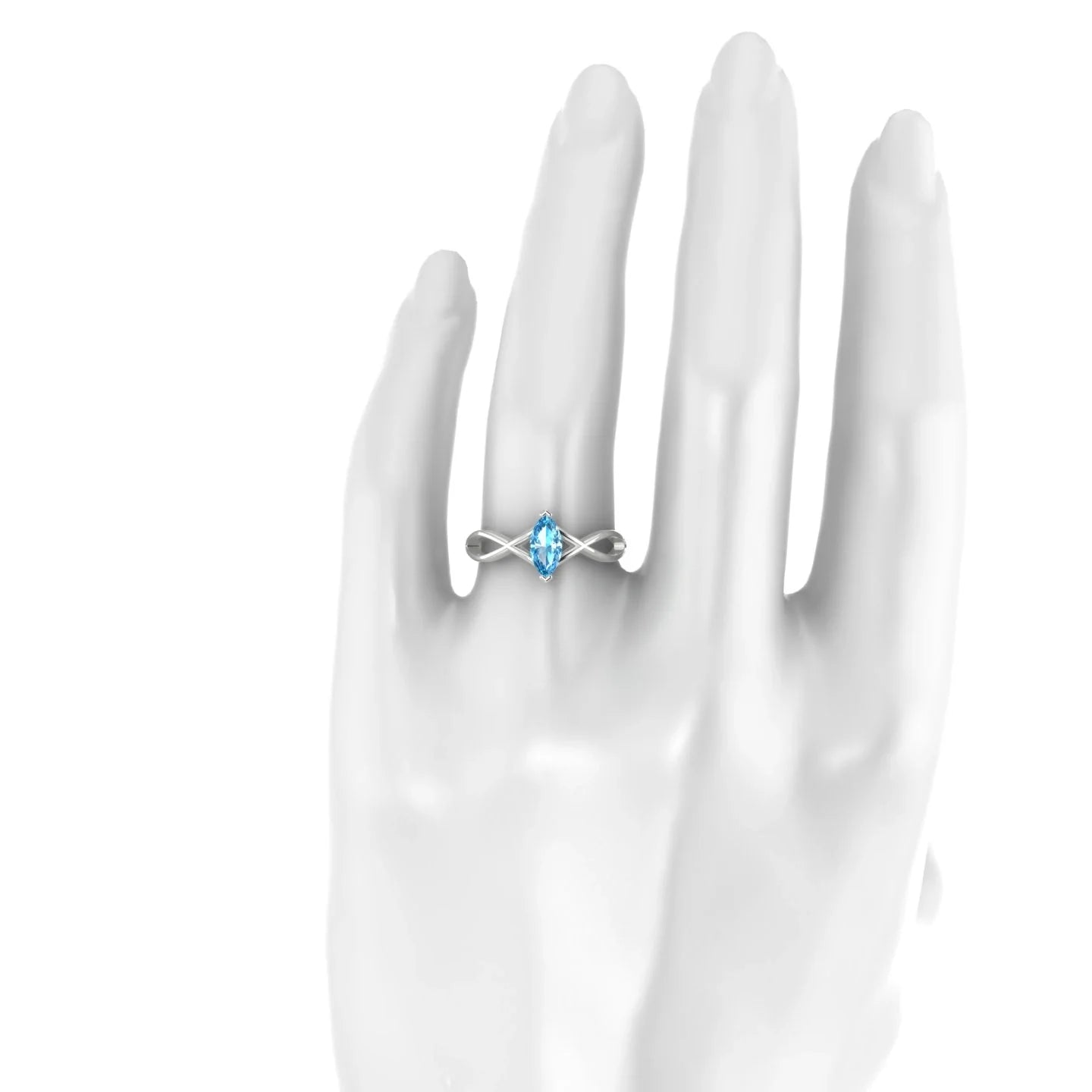 Daze | 18k White Gold 8 x 4 mm Marquise Topaz Ring