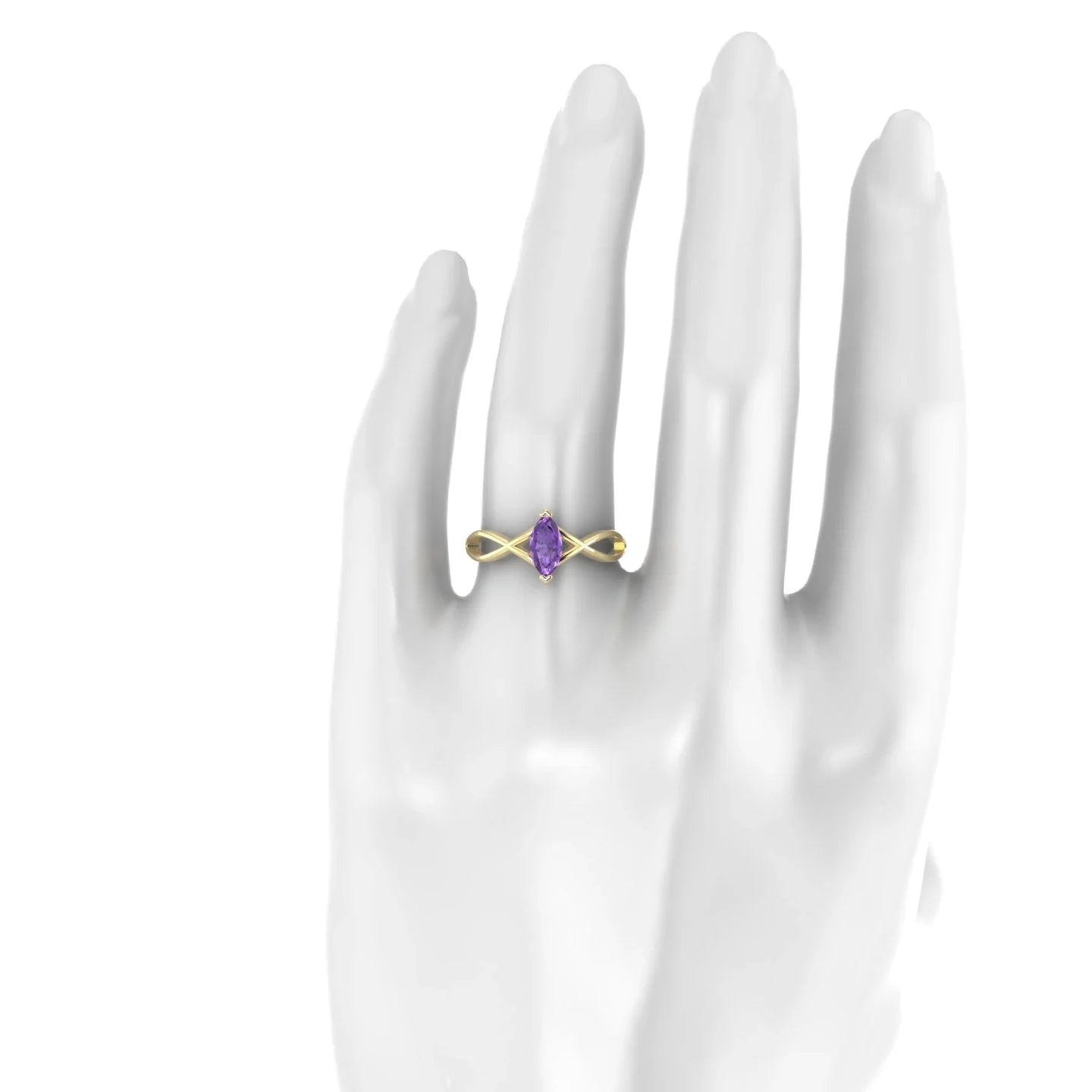 Daze | 18k Yellow Gold 8 x 4 mm Marquise Amethyst Ring