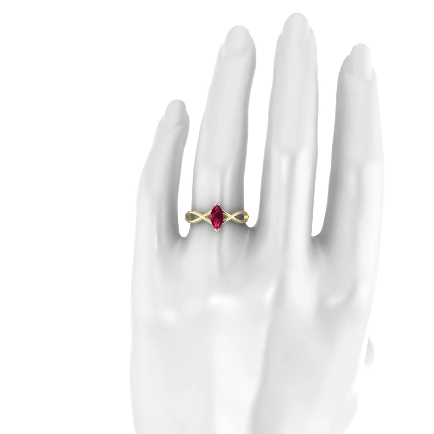 Daze | 18k Yellow Gold 8 x 4 mm Marquise Ruby Ring