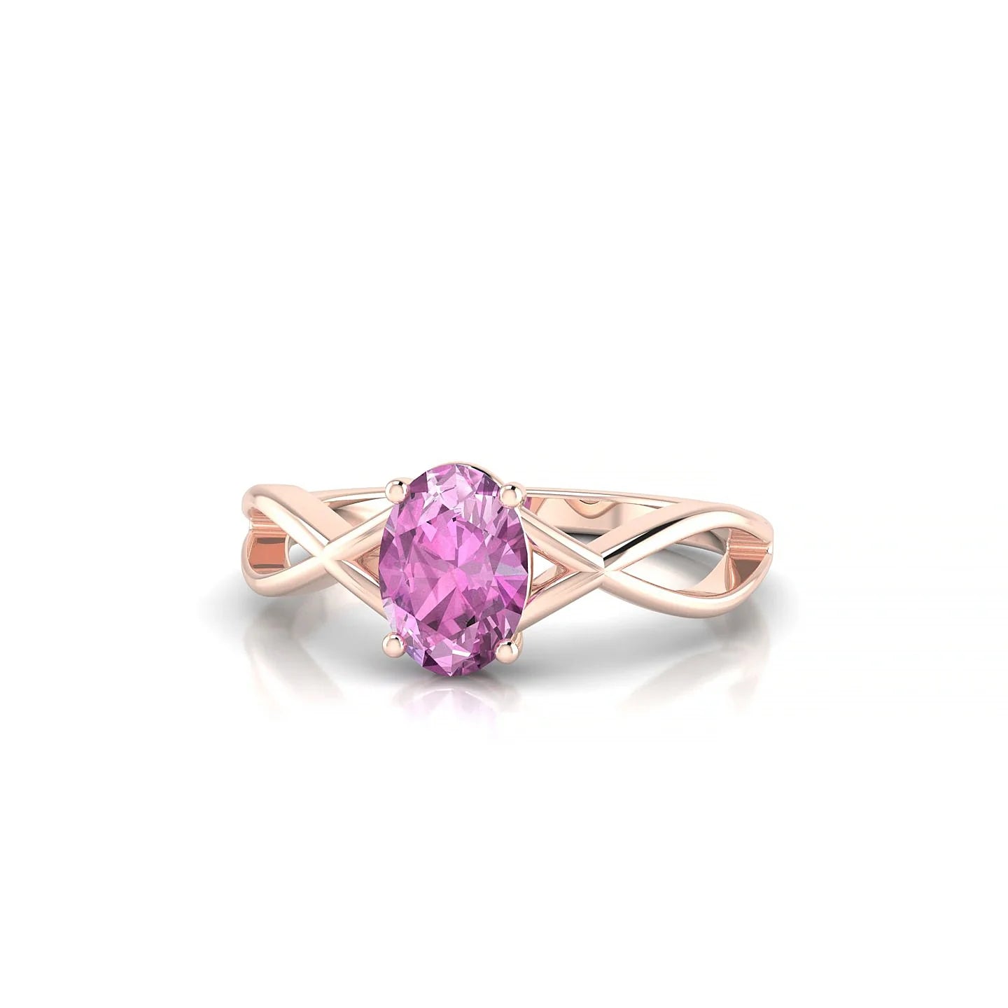 Daze | 18k Rose Gold 7 x 5 mm Oval Pink Sapphire Ring