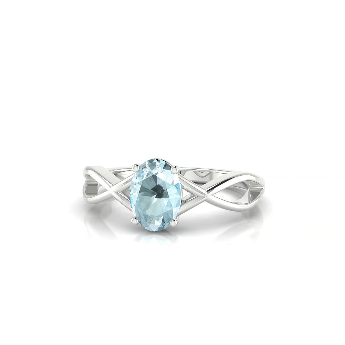 Daze | 18k White Gold 7 x 5 mm Oval Aquamarine Ring