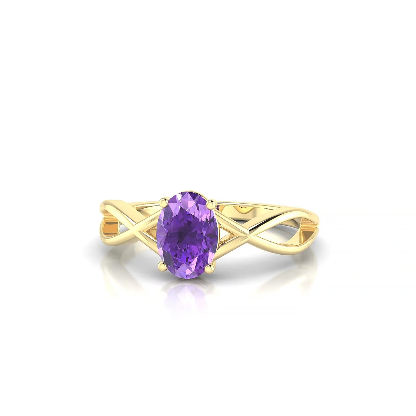 Daze | 18k Yellow Gold 7 x 5 mm Oval Amethyst Ring