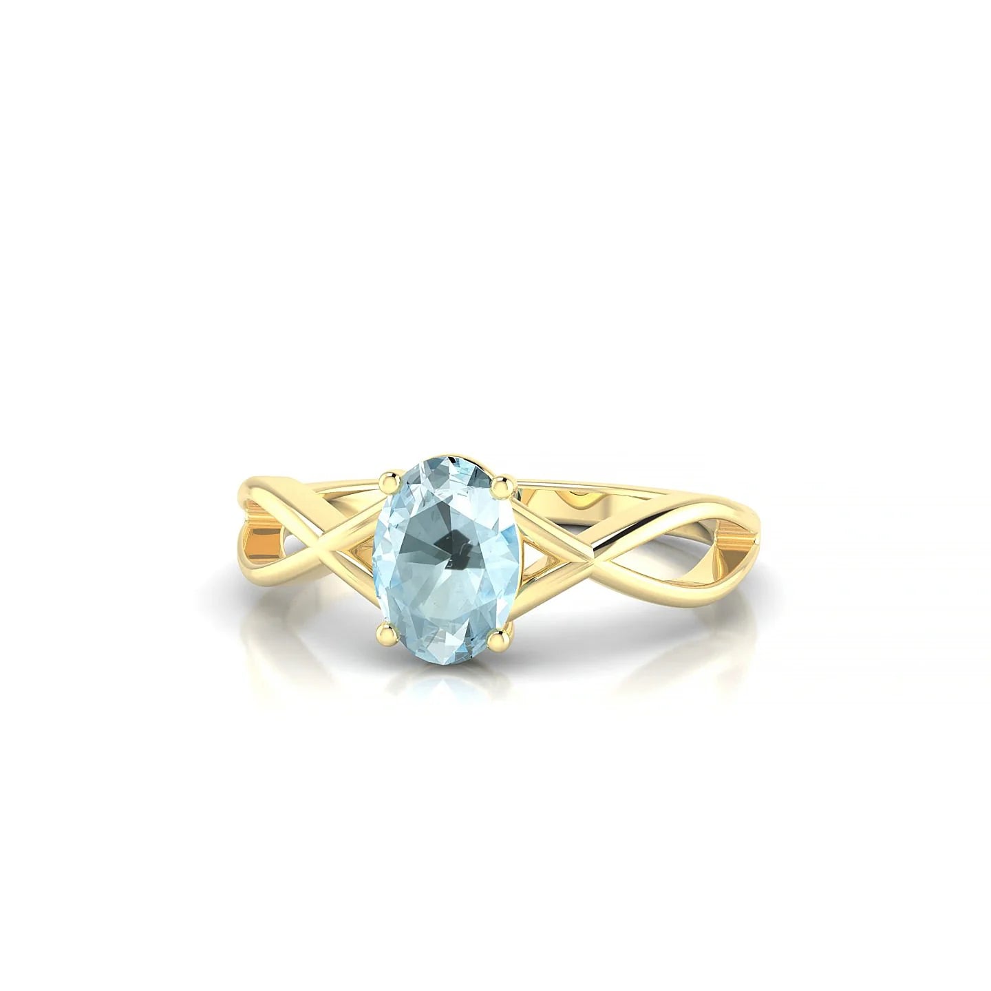 Daze | 18k Yellow Gold 7 x 5 mm Oval Aquamarine Ring