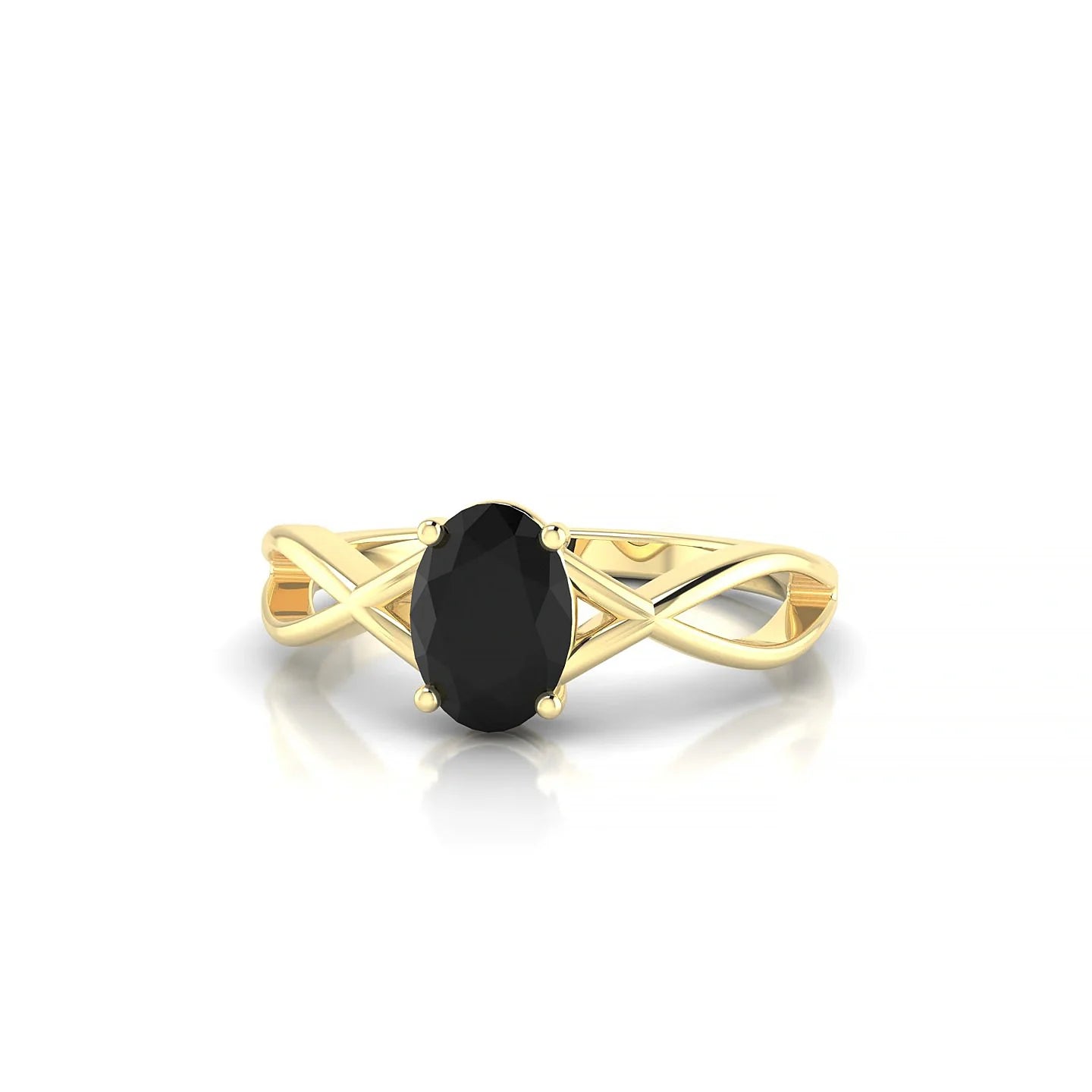 Daze | 18k Yellow Gold 7 x 5 mm Oval Black Diamond Ring