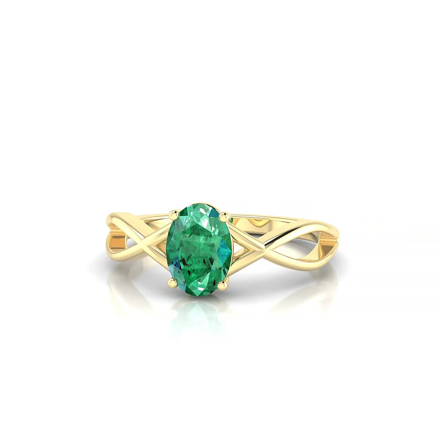 Daze | 18k Yellow Gold 7 x 5 mm Oval Emerald Ring