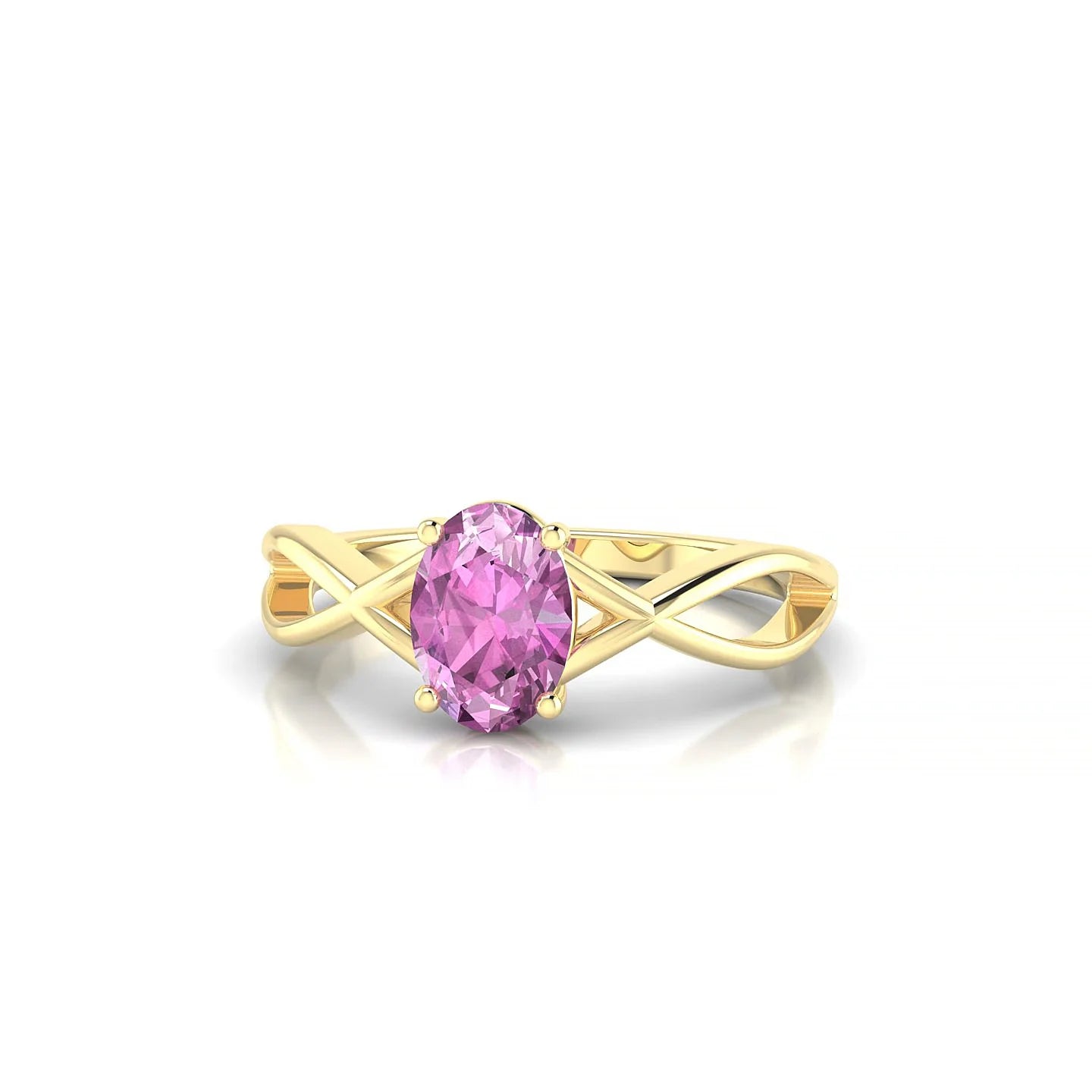 Daze | 18k Yellow Gold 7 x 5 mm Oval Pink Sapphire Ring