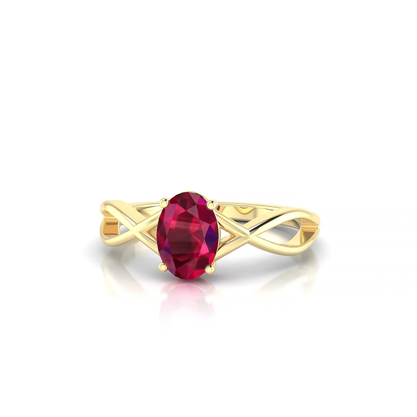 Daze | 18k Yellow Gold 7 x 5 mm Oval Ruby Ring