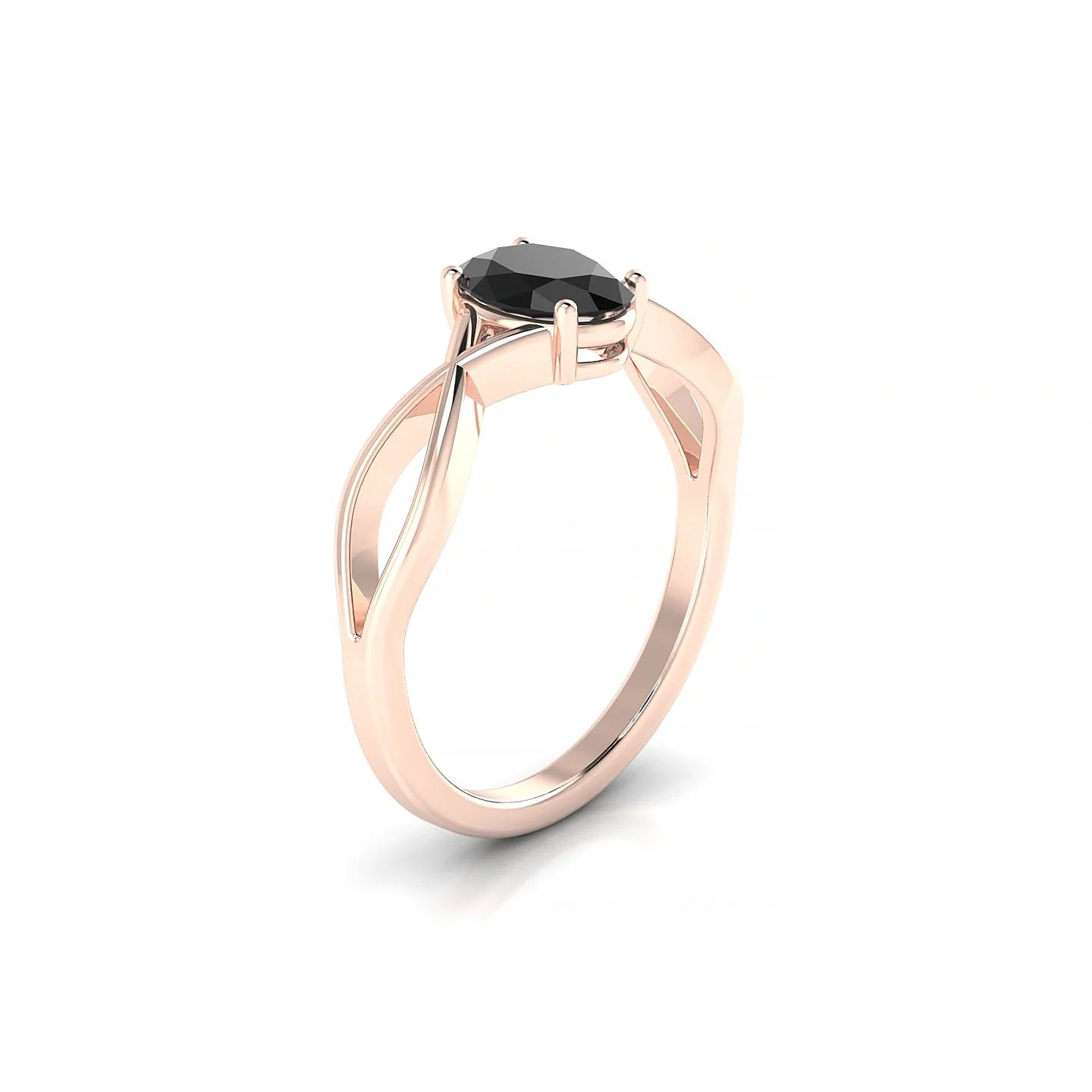 Daze | 18k Rose Gold 7 x 5 mm Oval Black Diamond Ring