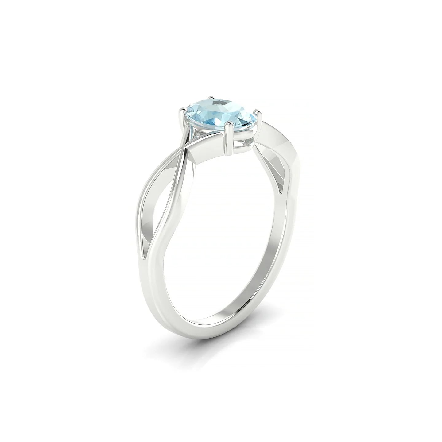 Daze | 18k White Gold 7 x 5 mm Oval Aquamarine Ring