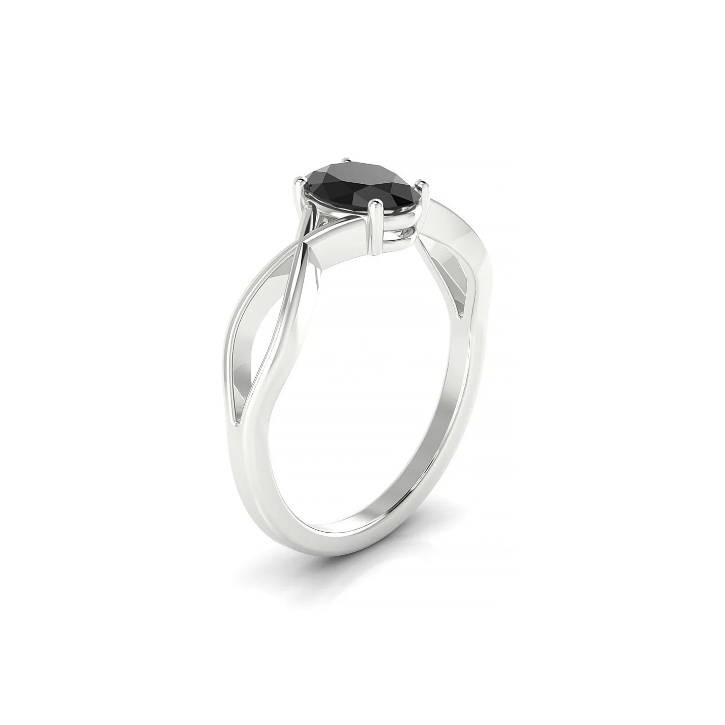 Daze | 18k White Gold 7 x 5 mm Oval Black Diamond Ring