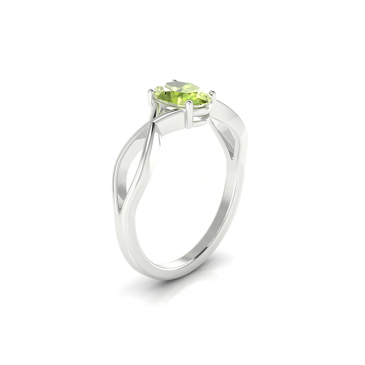 Daze | 18k White Gold 7 x 5 mm Oval Peridot Ring