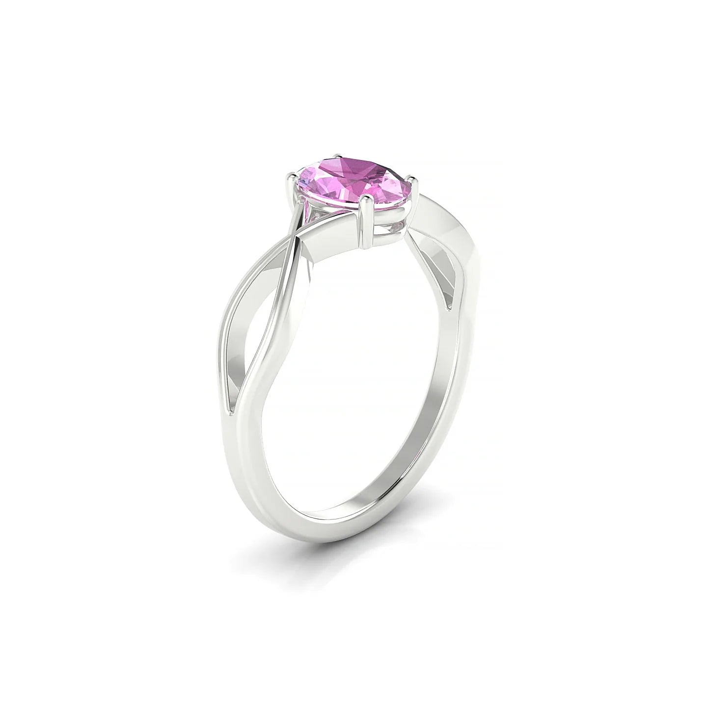 Daze | 18k White Gold 7 x 5 mm Oval Pink Sapphire Ring