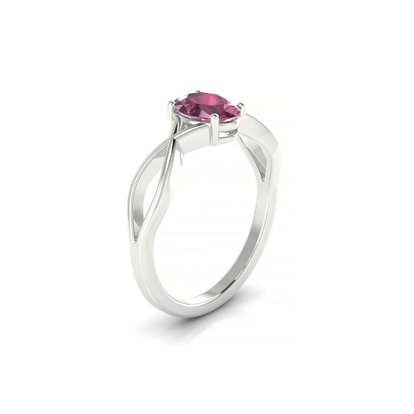 Daze | 18k White Gold 7 x 5 mm Oval Rhodolite Ring