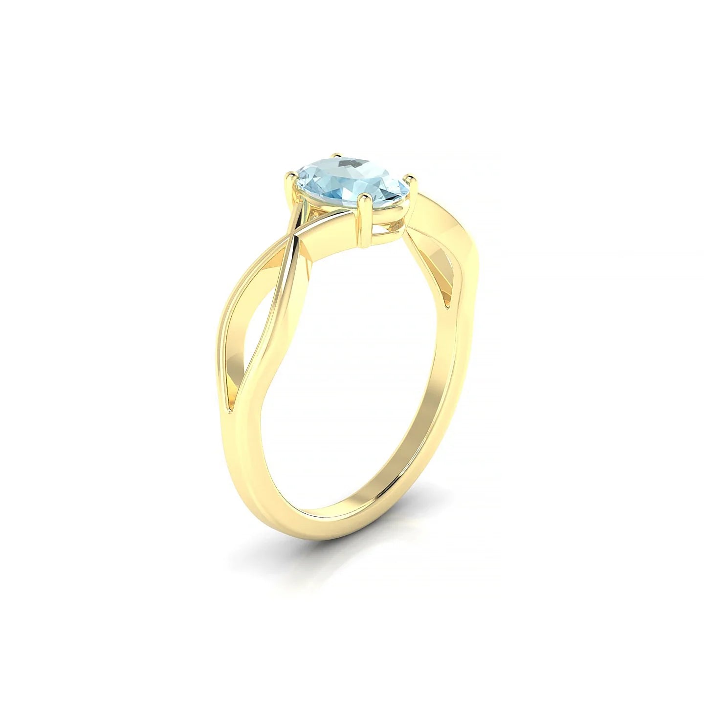 Daze | 18k Yellow Gold 7 x 5 mm Oval Aquamarine Ring