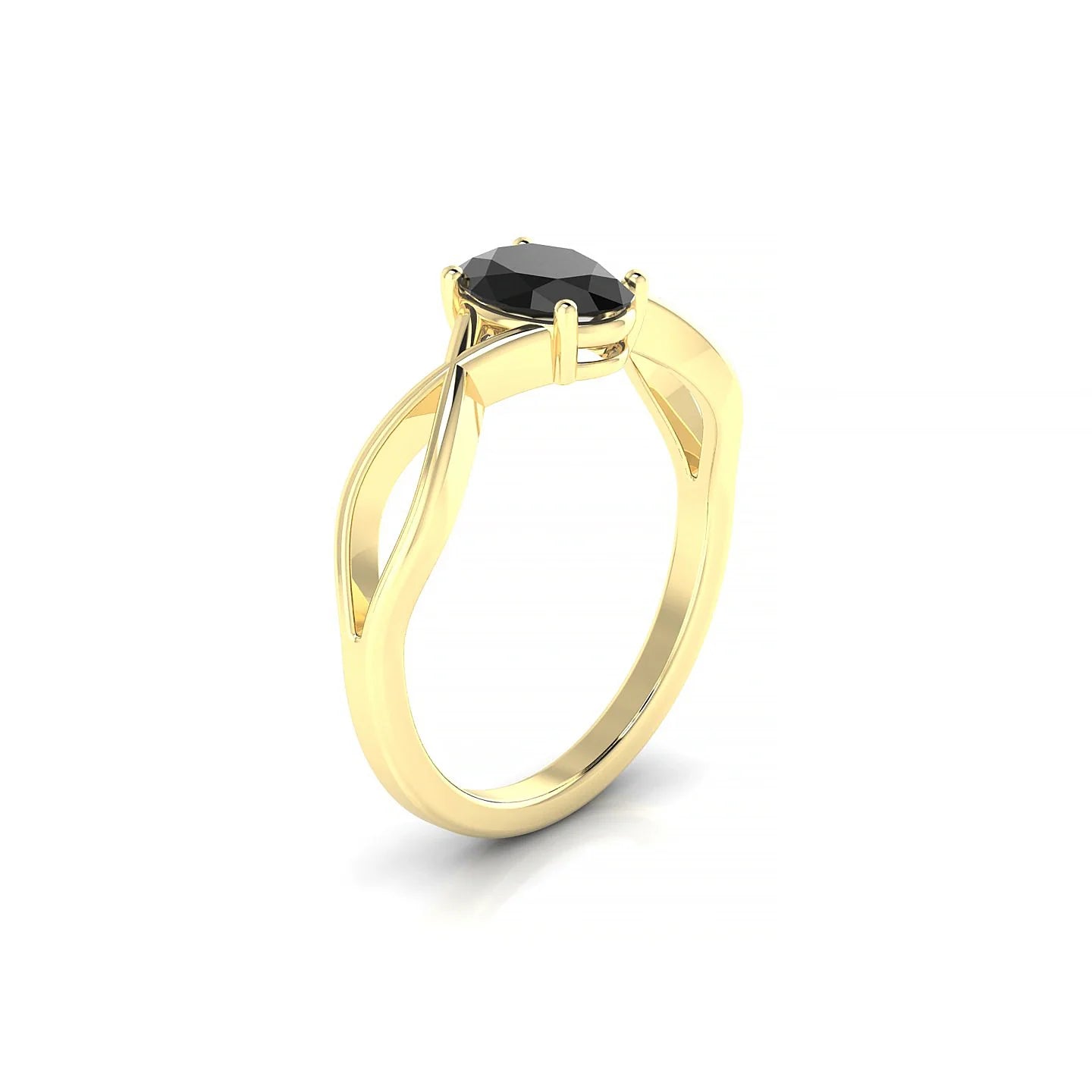 Daze | 18k Yellow Gold 7 x 5 mm Oval Black Diamond Ring