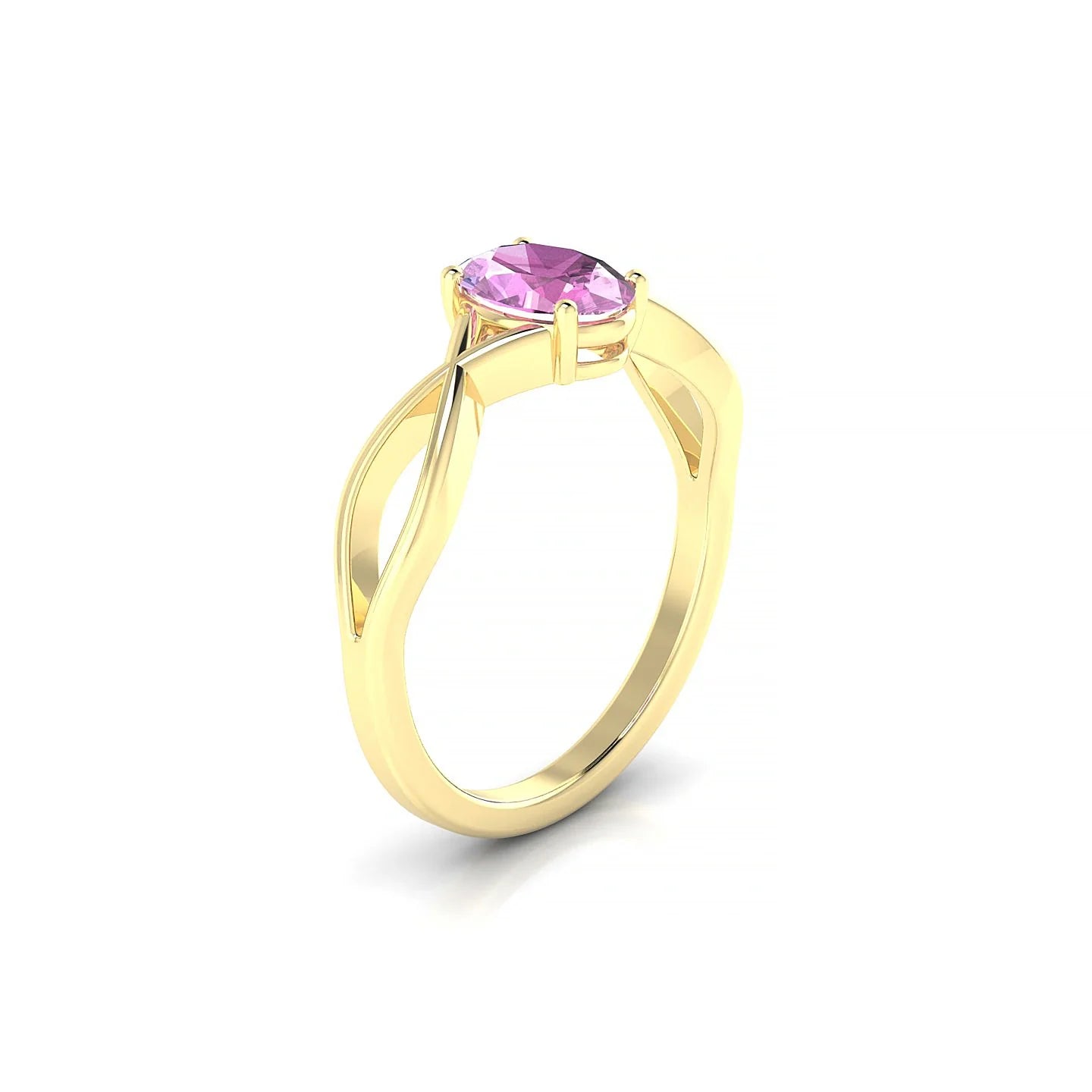 Daze | 18k Yellow Gold 7 x 5 mm Oval Pink Sapphire Ring