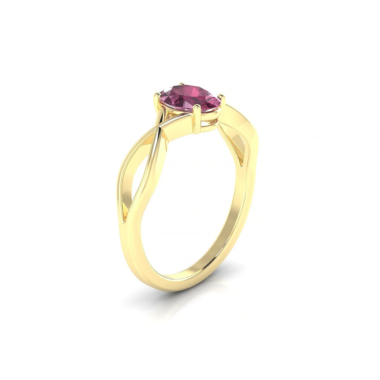 Daze | 18k Yellow Gold 7 x 5 mm Oval Rhodolite Ring