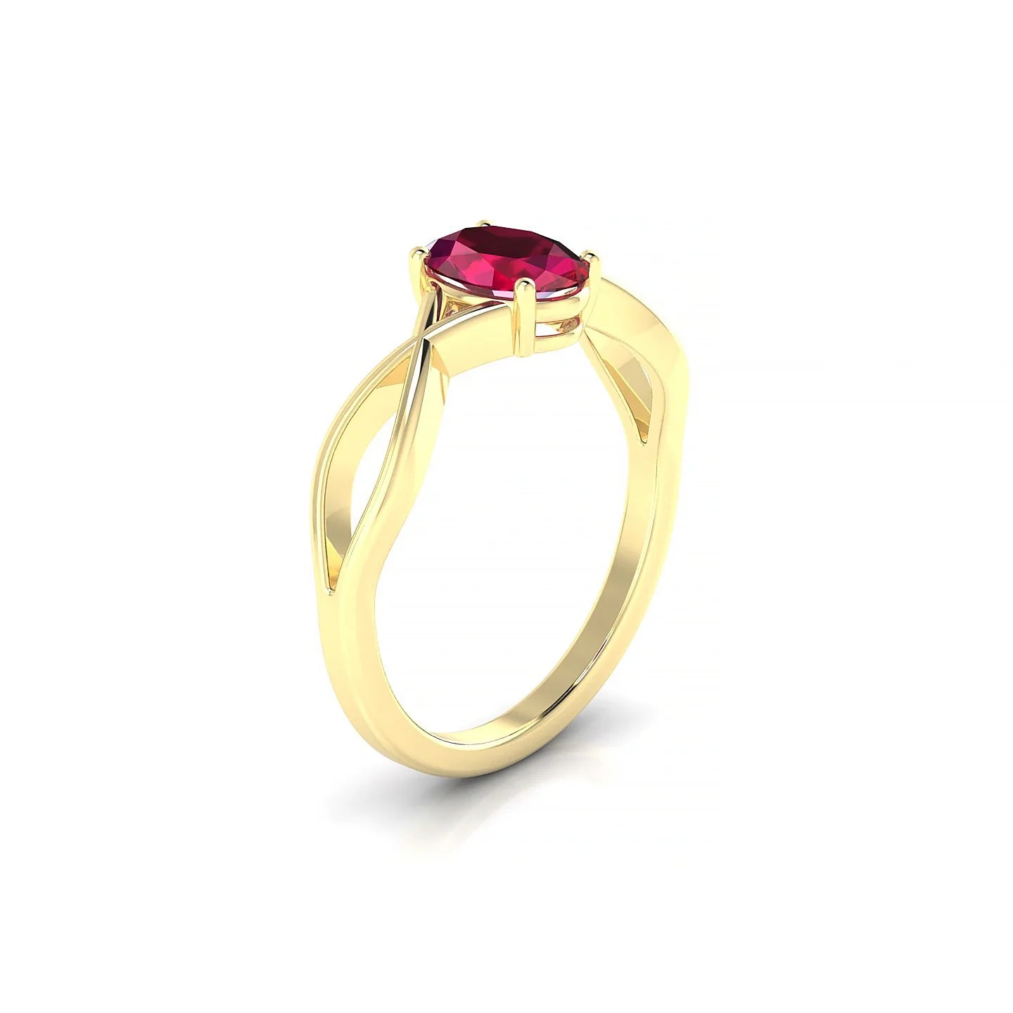Daze | 18k Yellow Gold 7 x 5 mm Oval Ruby Ring