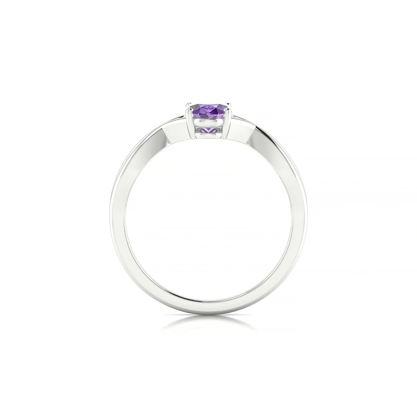 Daze | 18k White Gold 7 x 5 mm Oval Amethyst Ring