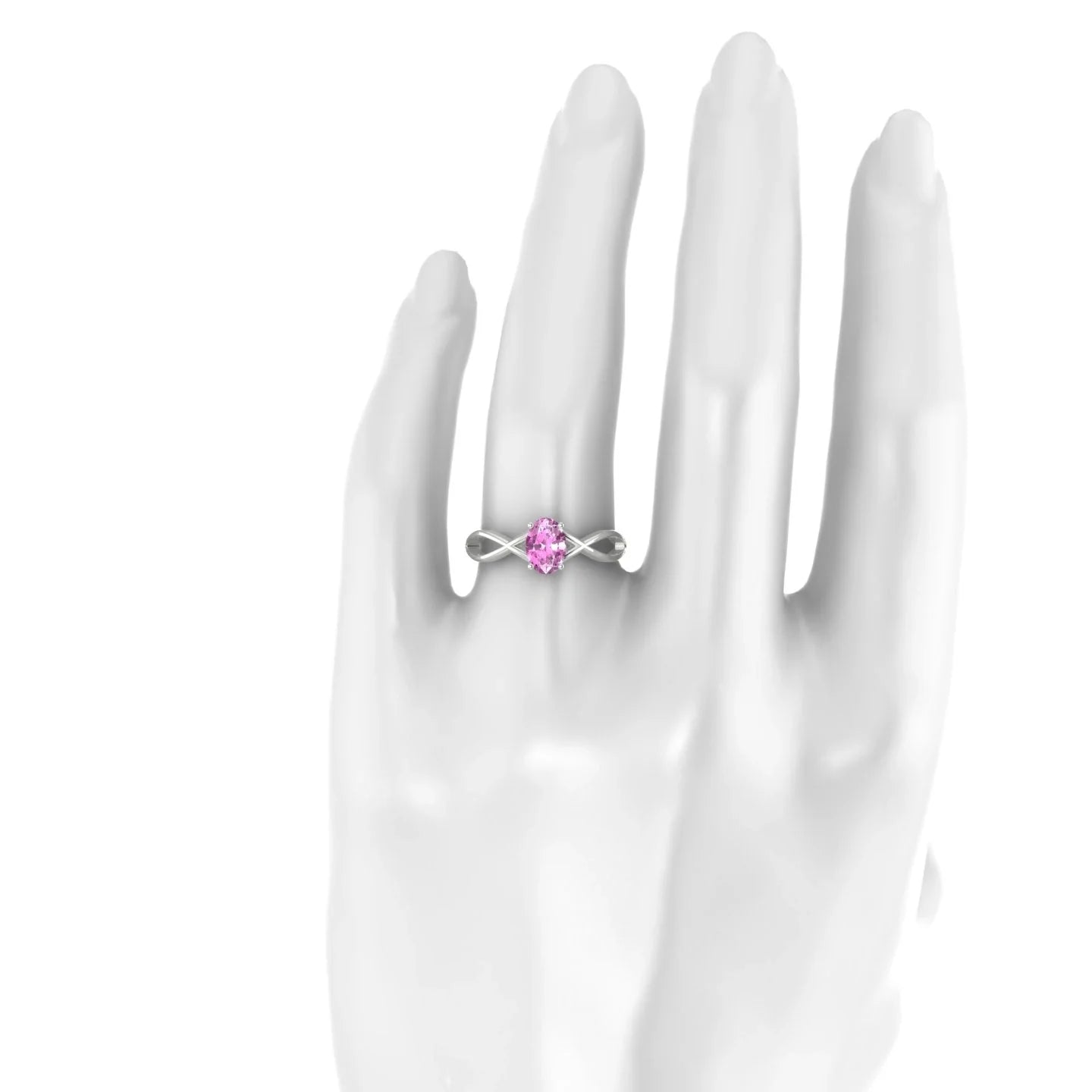 Daze | 18k White Gold 7 x 5 mm Oval Pink Sapphire Ring