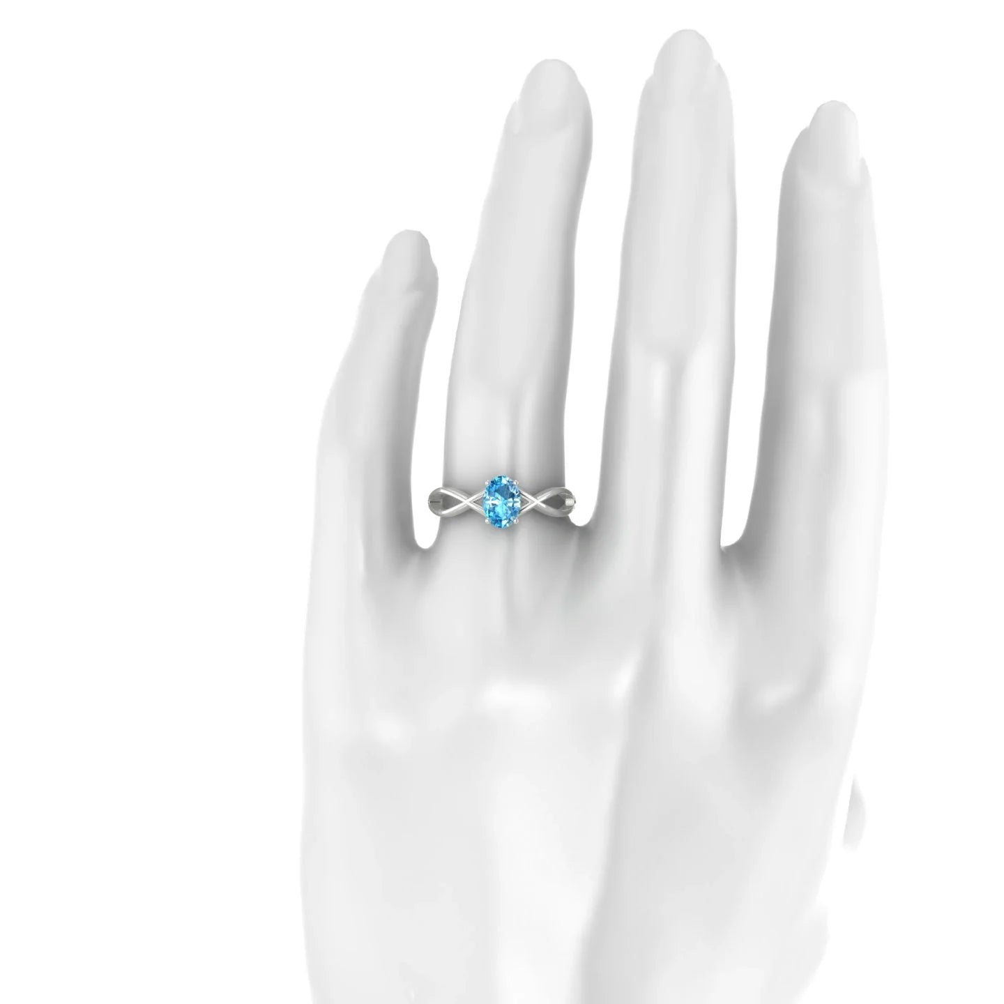 Daze | 18k White Gold 7 x 5 mm Oval Topaz Ring