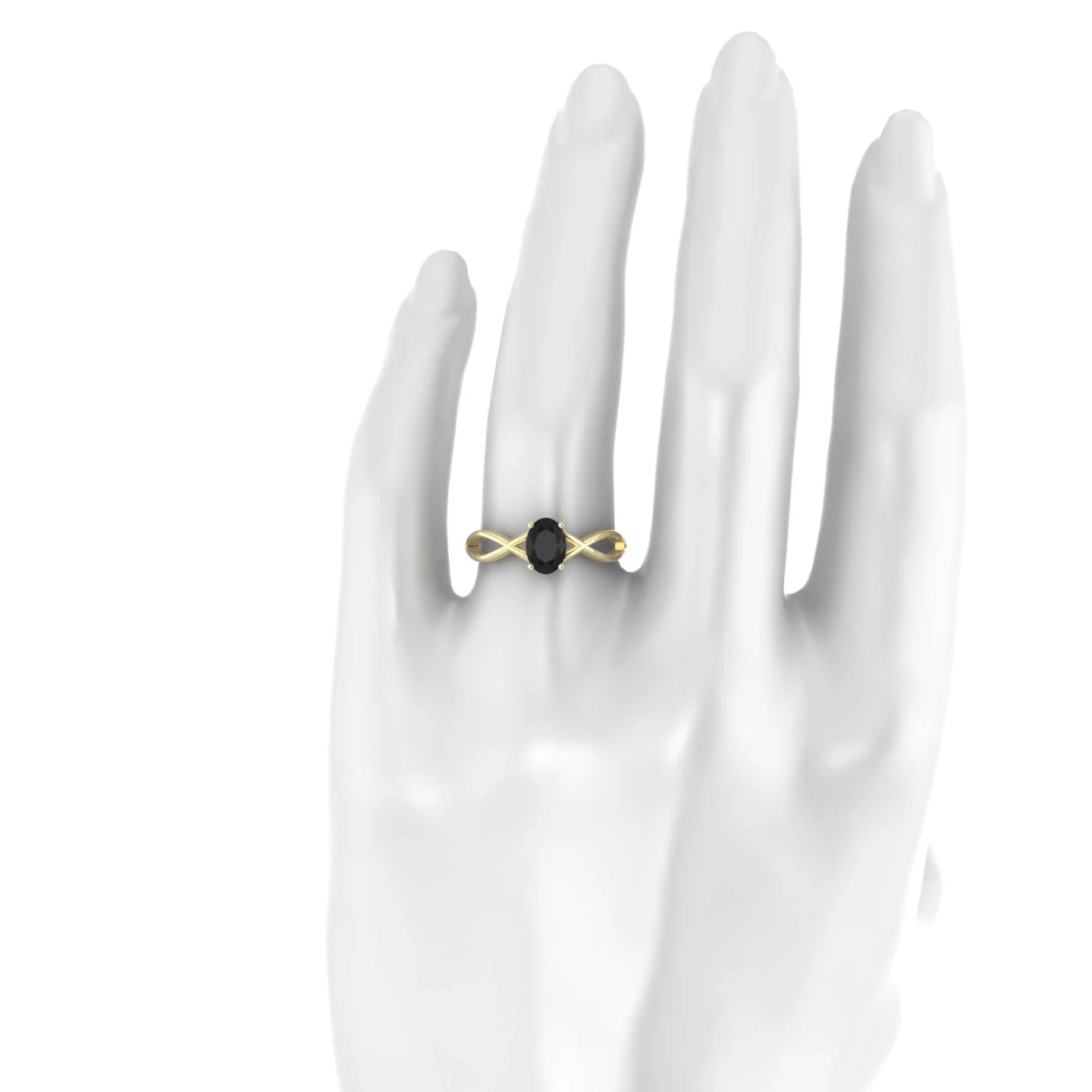 Daze | 18k Yellow Gold 7 x 5 mm Oval Black Diamond Ring
