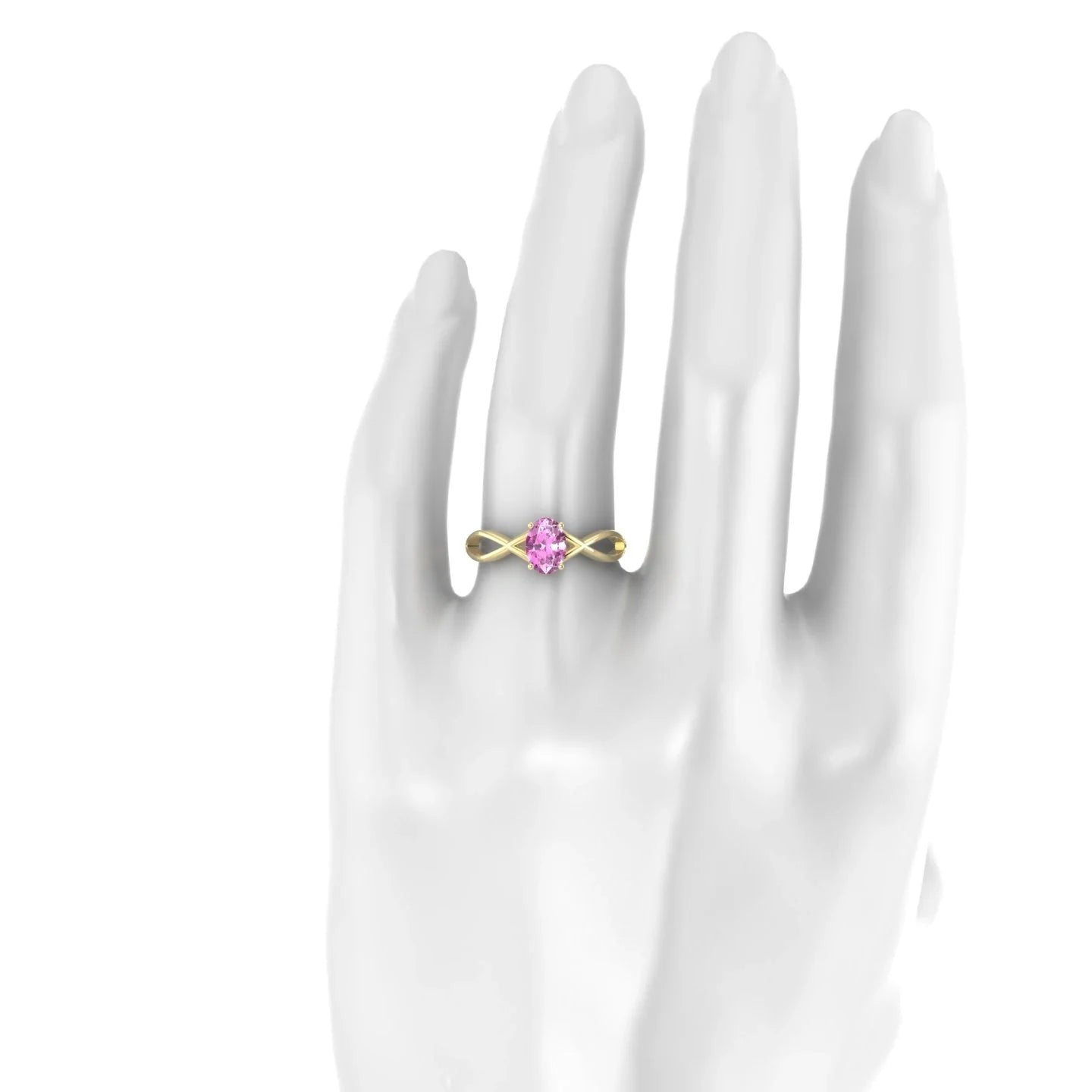 Daze | 18k Yellow Gold 7 x 5 mm Oval Pink Sapphire Ring