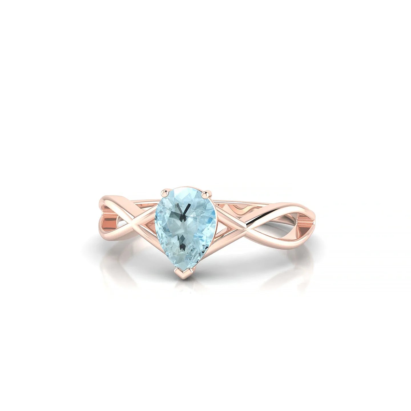 Daze | 18k Rose Gold 7 x 5 mm Pear Aquamarine Ring